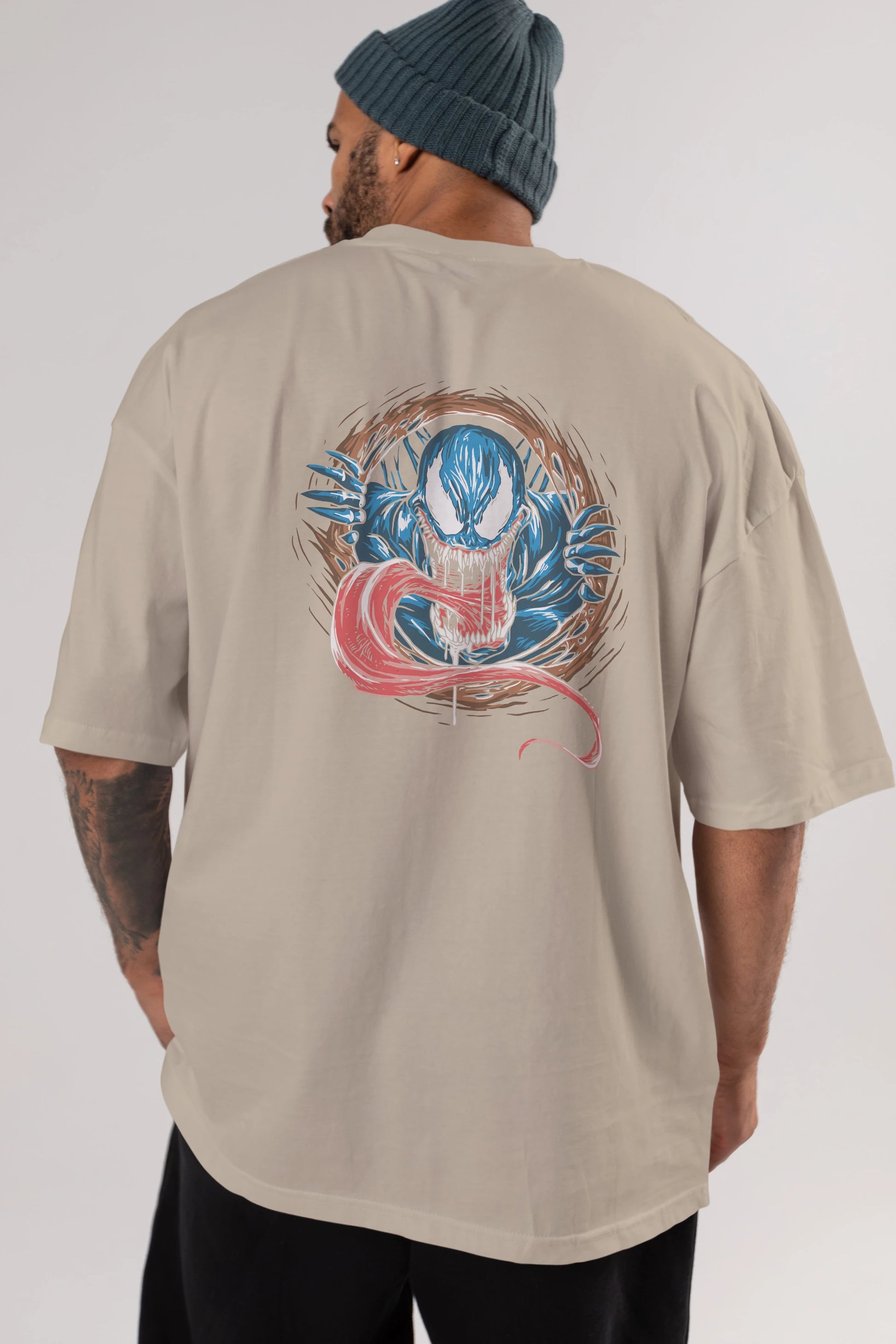 Venom (7) Arka Baskılı Oversize t-shirt Erkek Kadın Unisex %100 Pamuk Bisiklet Yaka tişort