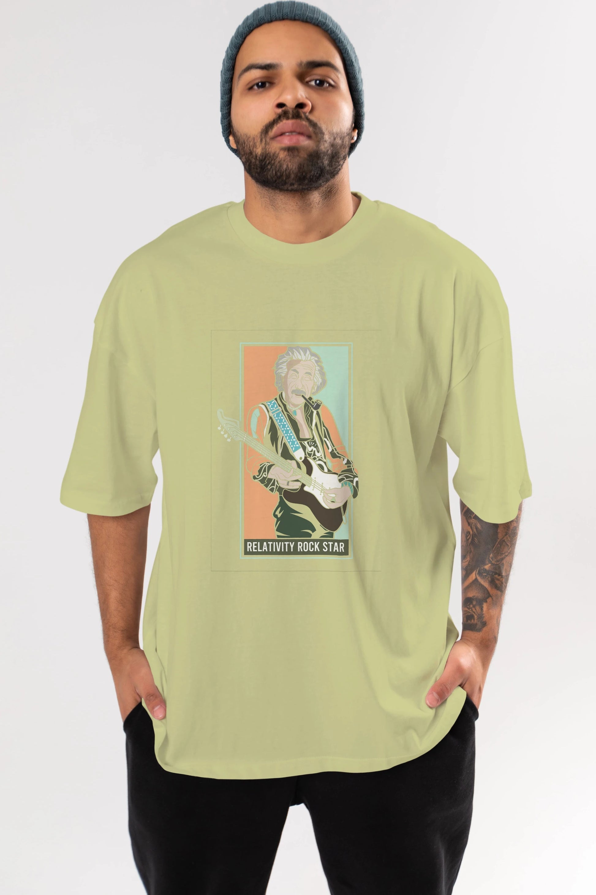 Jimmy Einstein Ön Baskılı Oversize t-shirt Erkek Kadın Unisex %100 Pamuk tişort