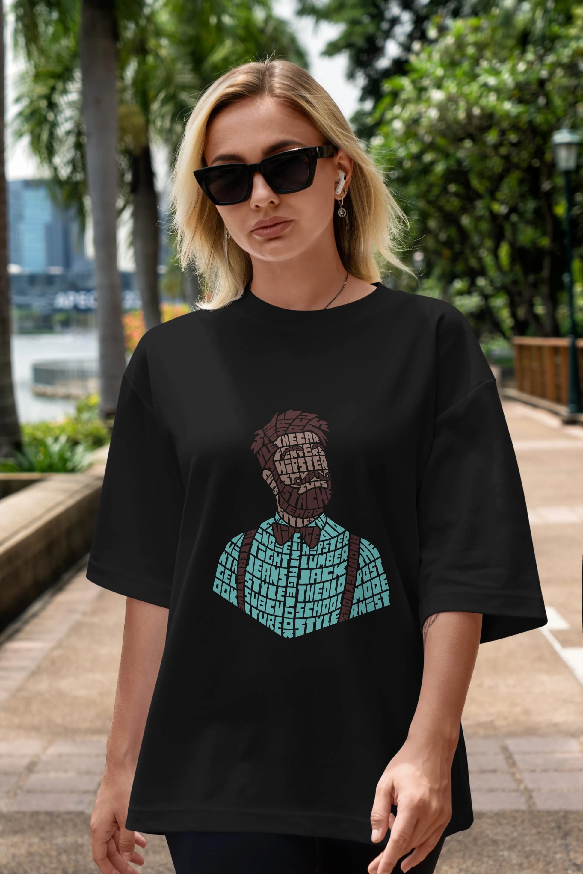 Hipster (2) Ön Baskılı Oversize t-shirt %100 pamuk Erkek Kadın Unisex