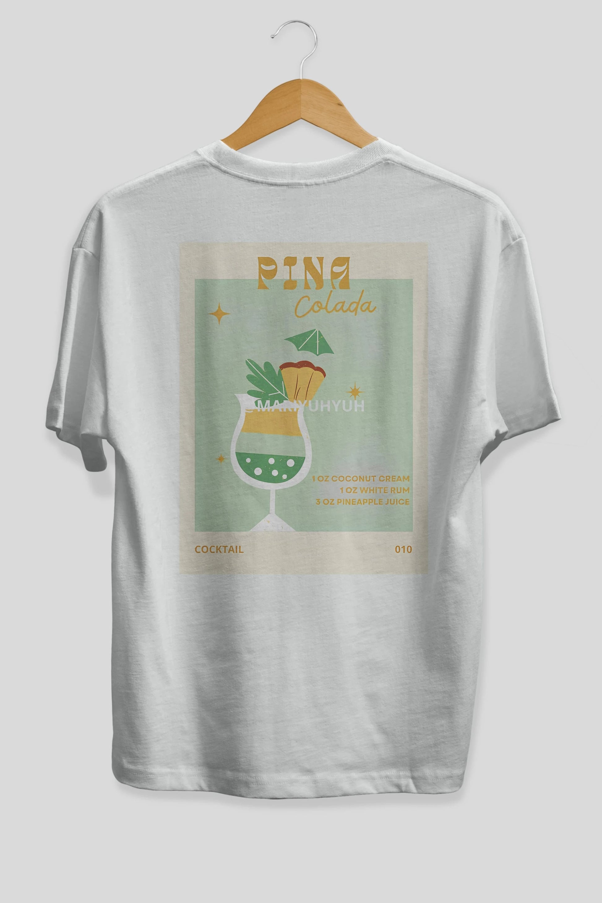 Pina Colada Arka Baskılı Oversize t-shirt Erkek Kadın Unisex %100 Pamuk Bisiklet Yaka tişort