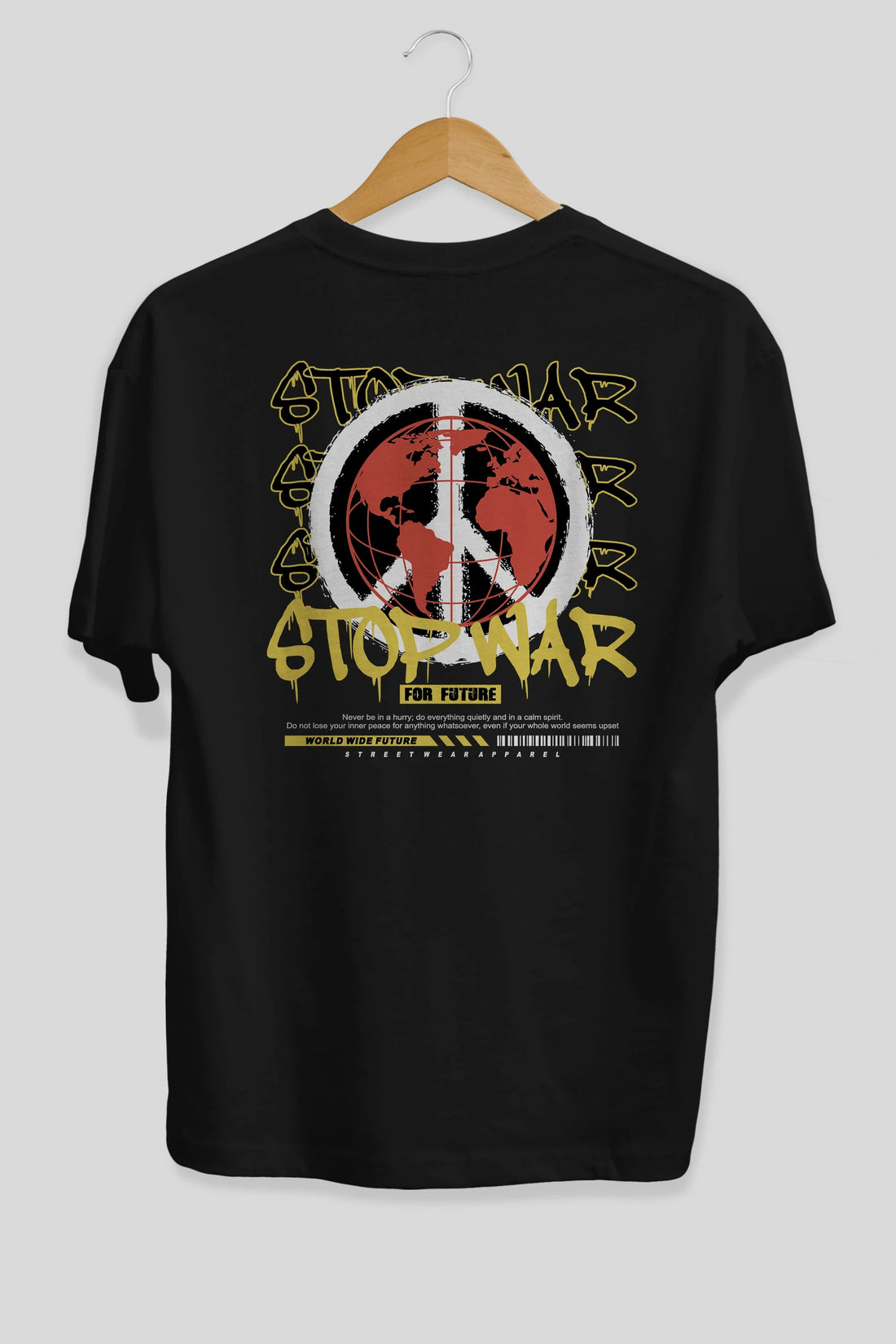 Stop War for Future Arka Baskılı Oversize t-shirt Erkek Kadın Unisex