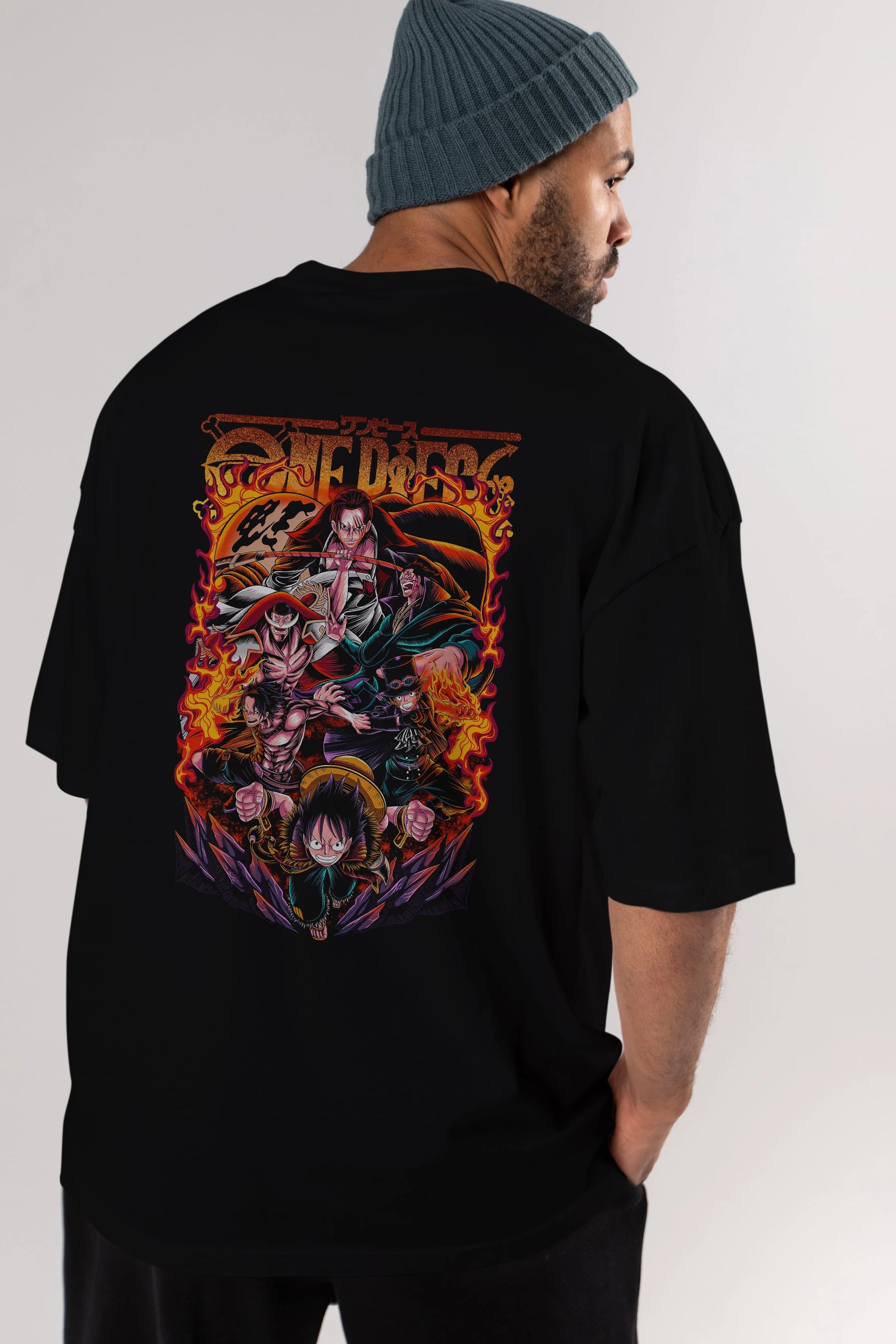 ONE PIECE (3) Anime Arka Baskılı Oversize t-shirt Erkek Kadın Unisex
