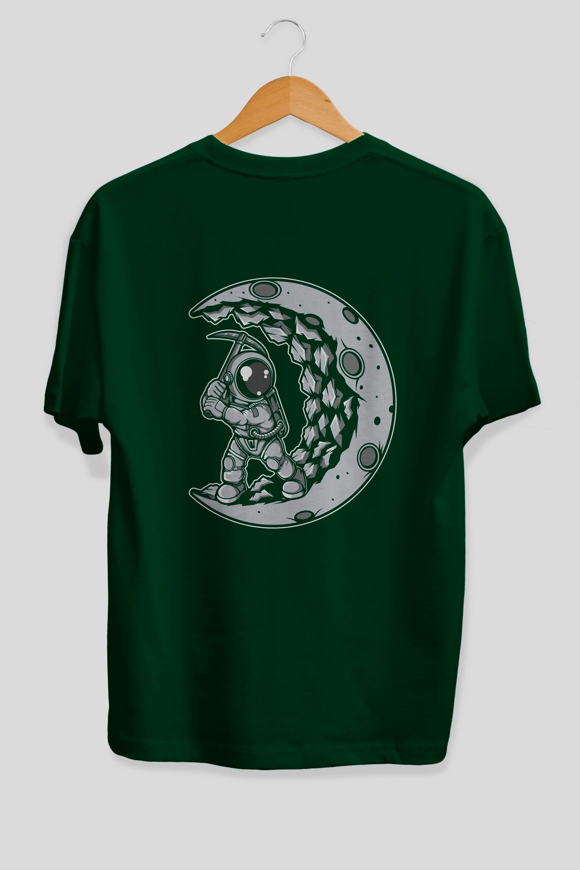 Astronaut Moon Digger Arka Baskılı Oversize t-shirt Erkek Kadın Unisex