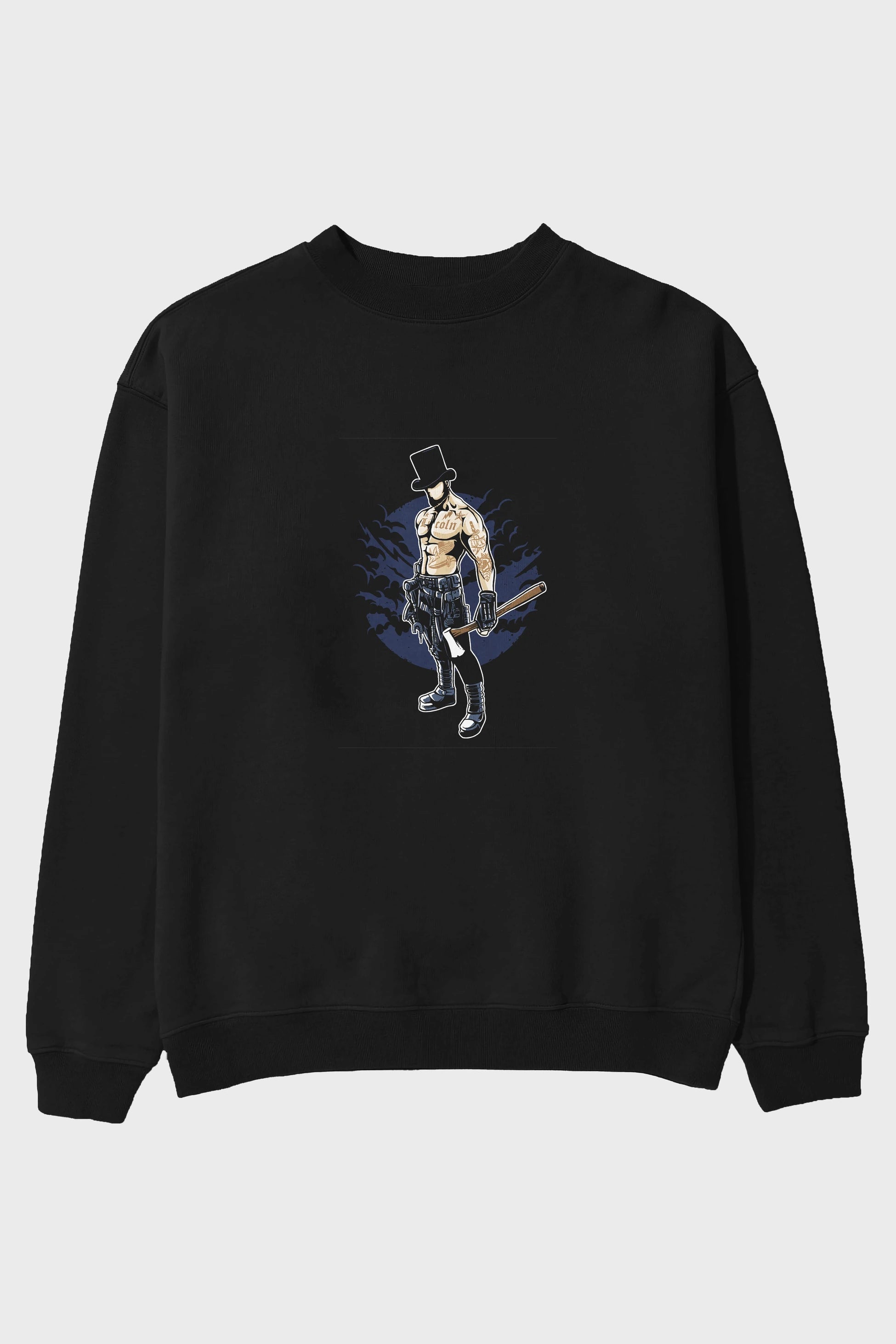 Lincoln Ön Baskılı Oversize Sweatshirt Erkek Kadın Unisex