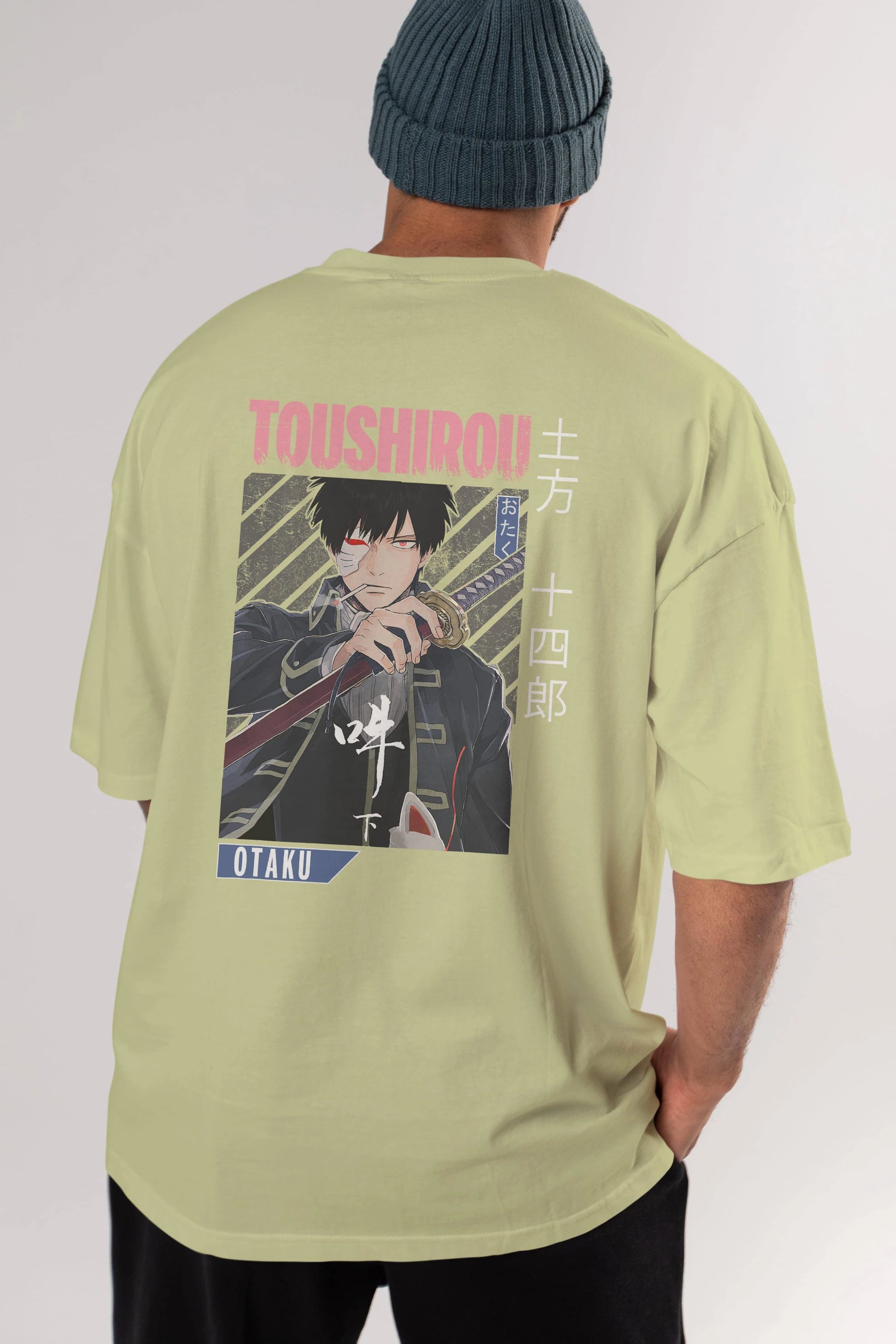 Toushirou Hijikata 1 Anime Arka Baskılı Oversize t-shirt Erkek Kadın Unisex