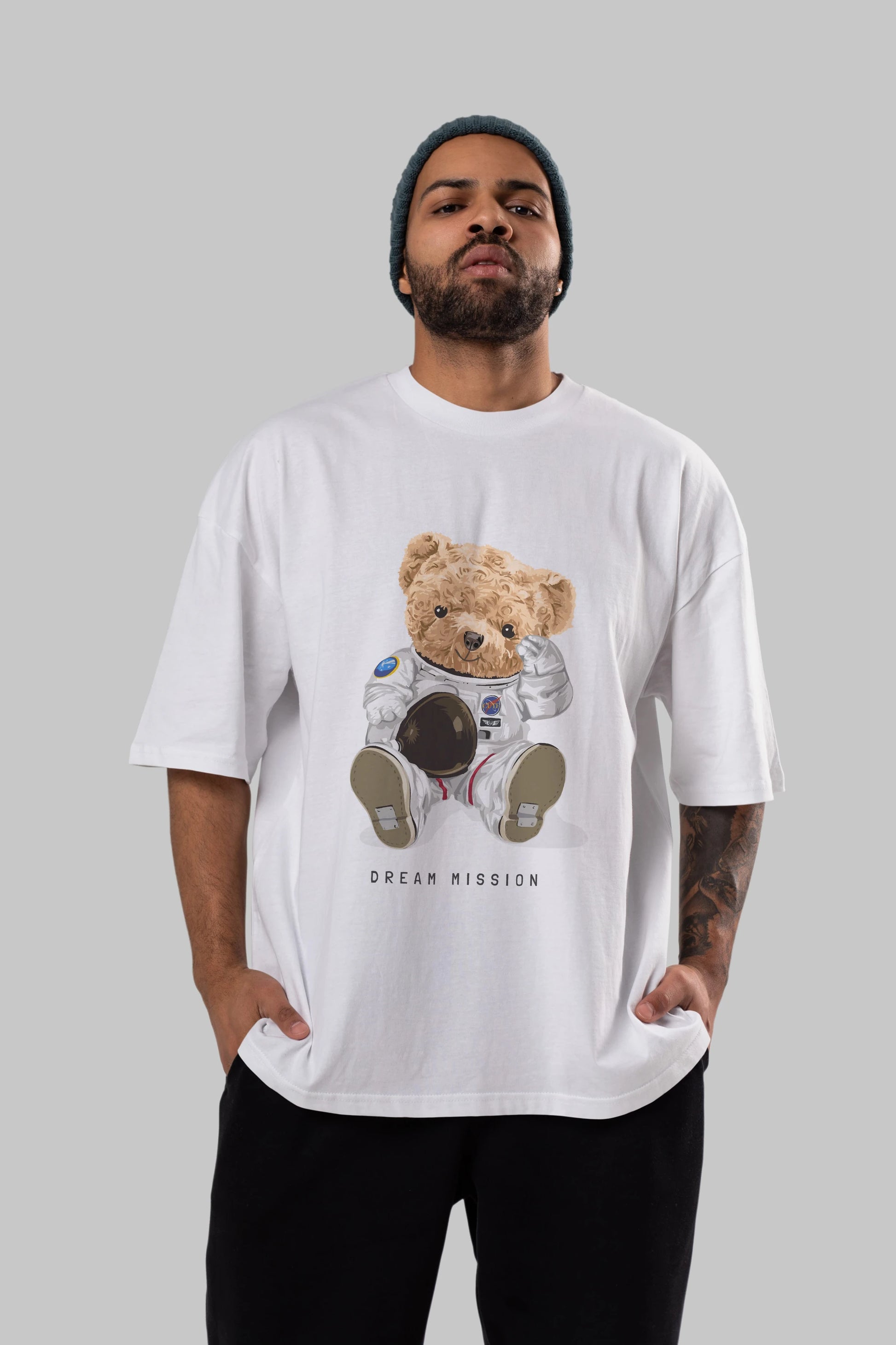 Teddy Bear Asrtonot Ön Baskılı Oversize t-shirt Erkek Kadın Unisex %100 Pamuk