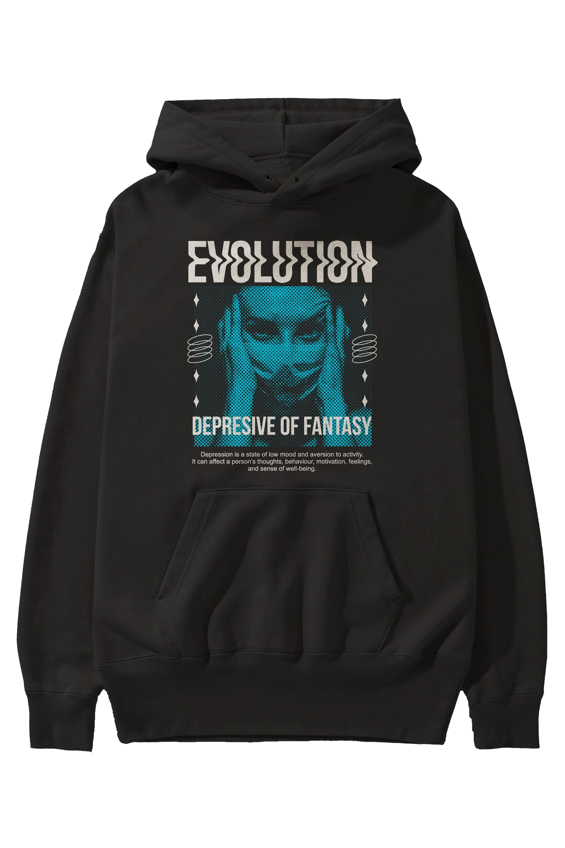 Evolution Ön Baskılı Hoodie Oversize Kapüşonlu Sweatshirt Erkek Kadın Unisex