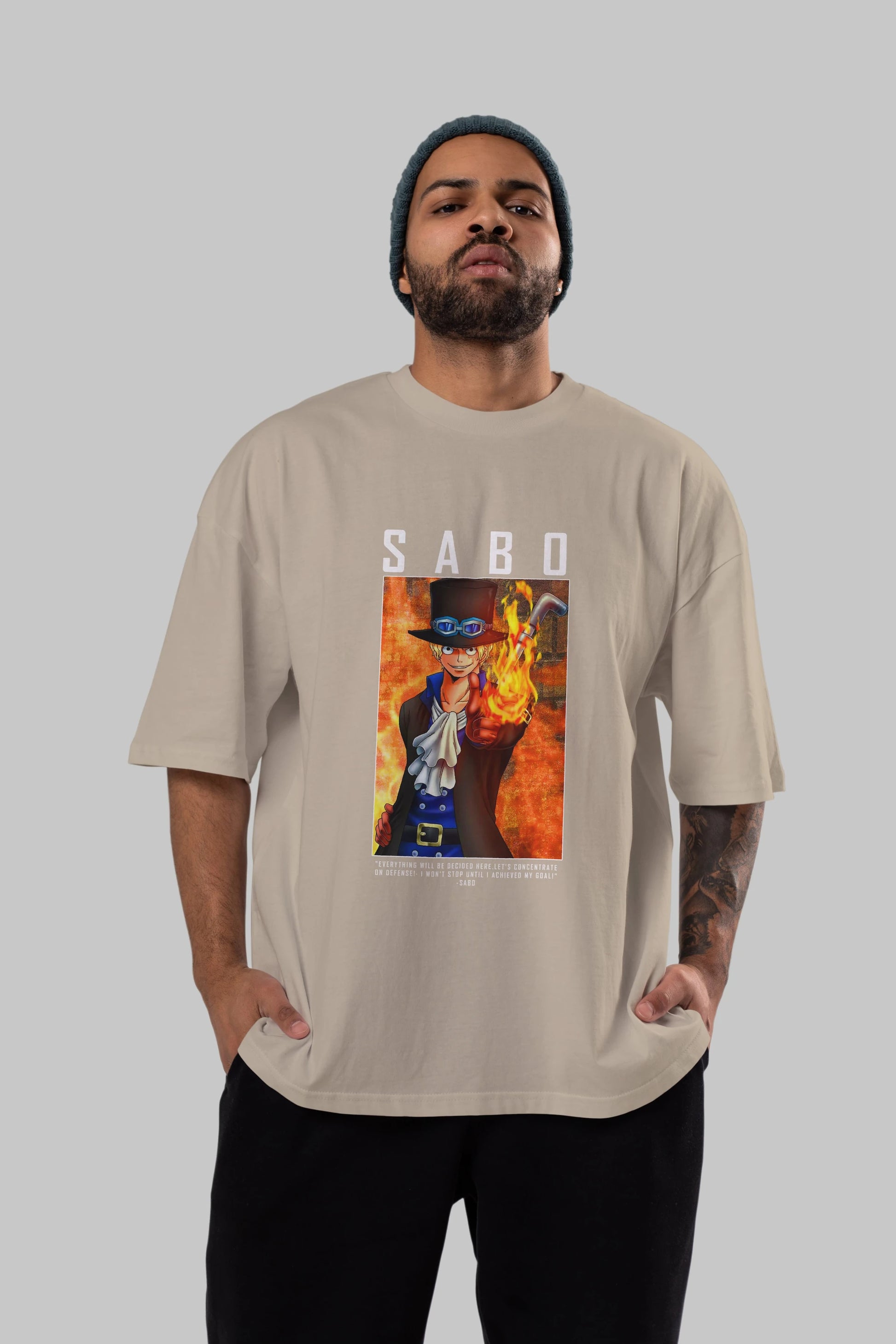 Sabo Anime Ön Baskılı Oversize t-shirt Erkek Kadın Unisex