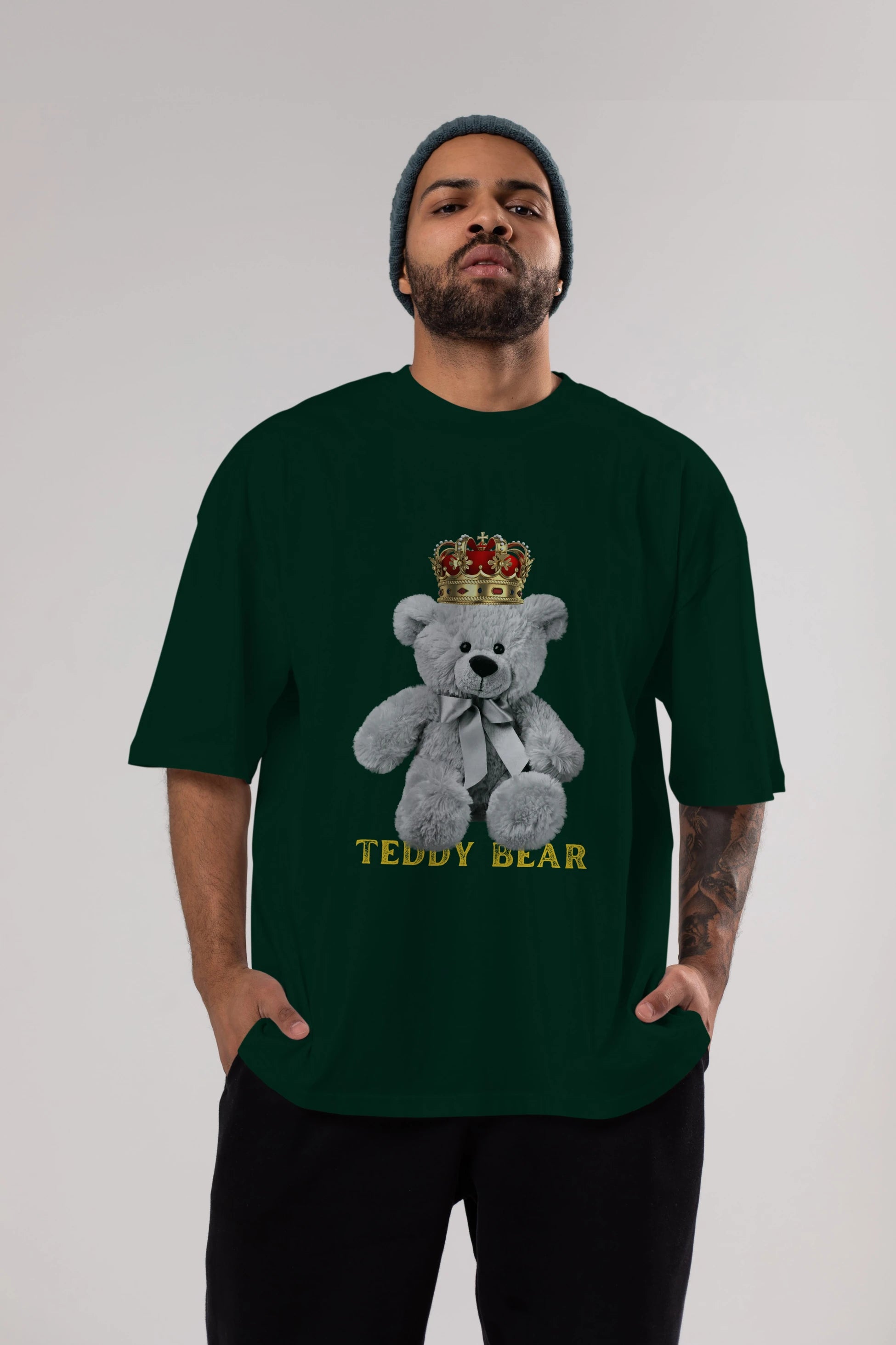Teddy Bear Ön Baskılı Oversize t-shirt Erkek Kadın Unisex