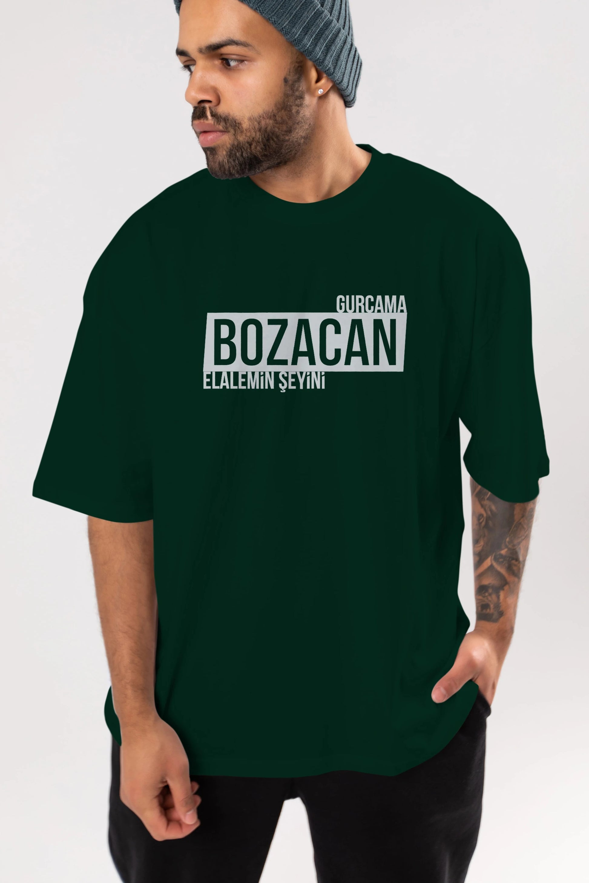 Gurcama Bozacan Elalemin Ön Baskılı Oversize t-shirt %100 pamuk Erkek Kadın Unisex