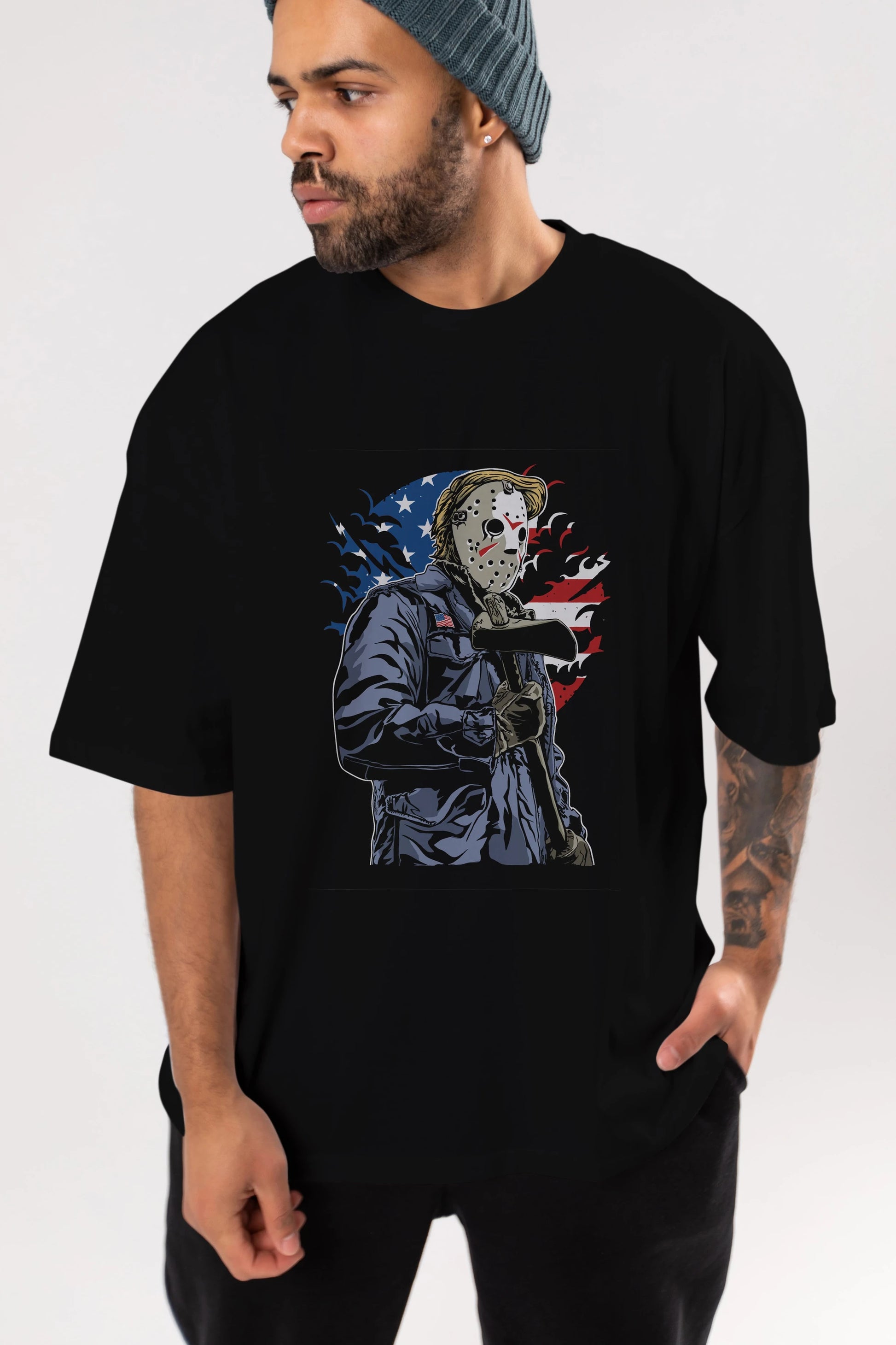 American Killer Ön Baskılı Oversize t-shirt Erkek Kadın Unisex %100 Pamuk tişort