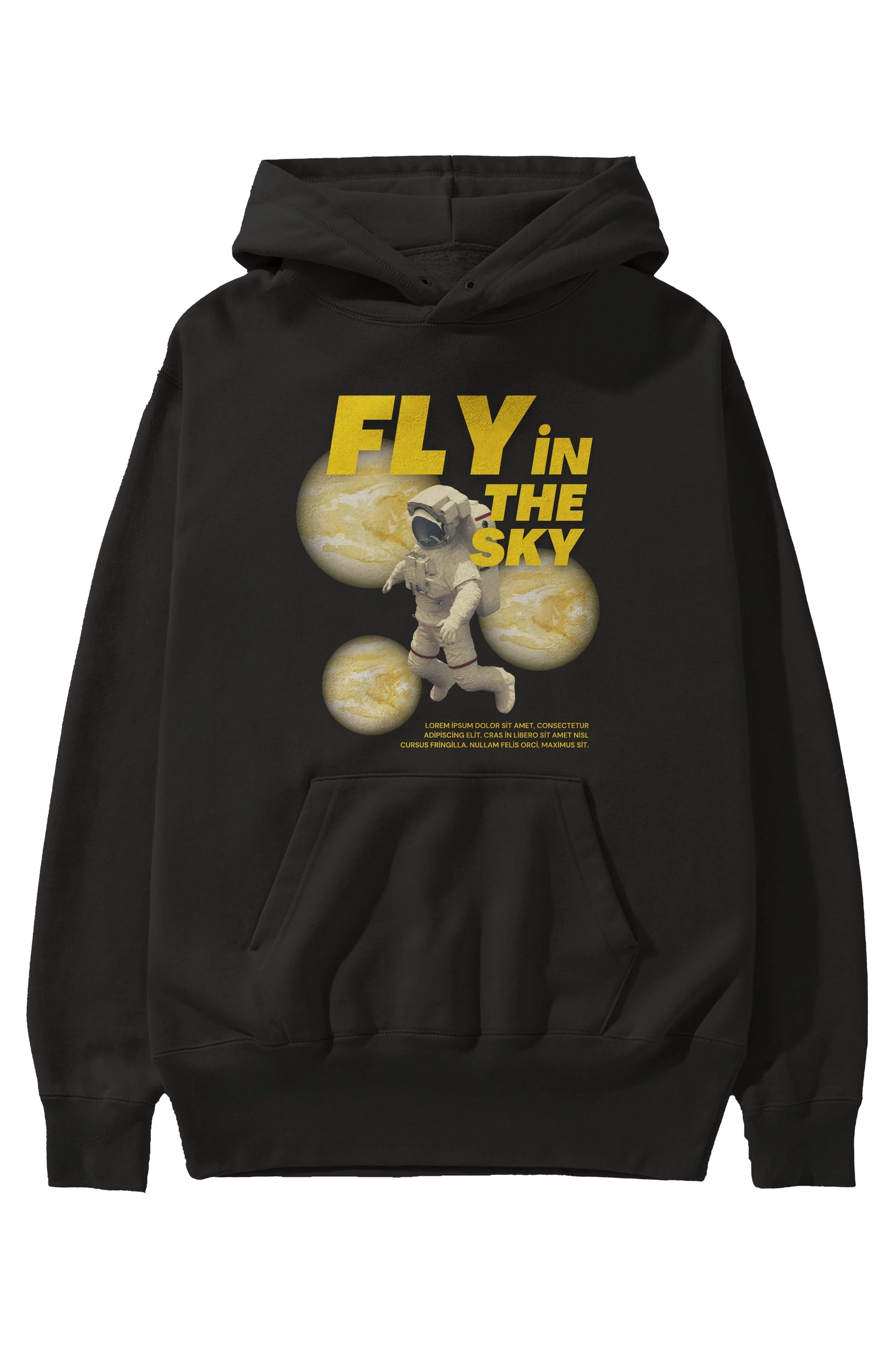 Fly in The Sky Ön Baskılı Oversize Hoodie Kapüşonlu Sweatshirt Erkek Kadın Unisex
