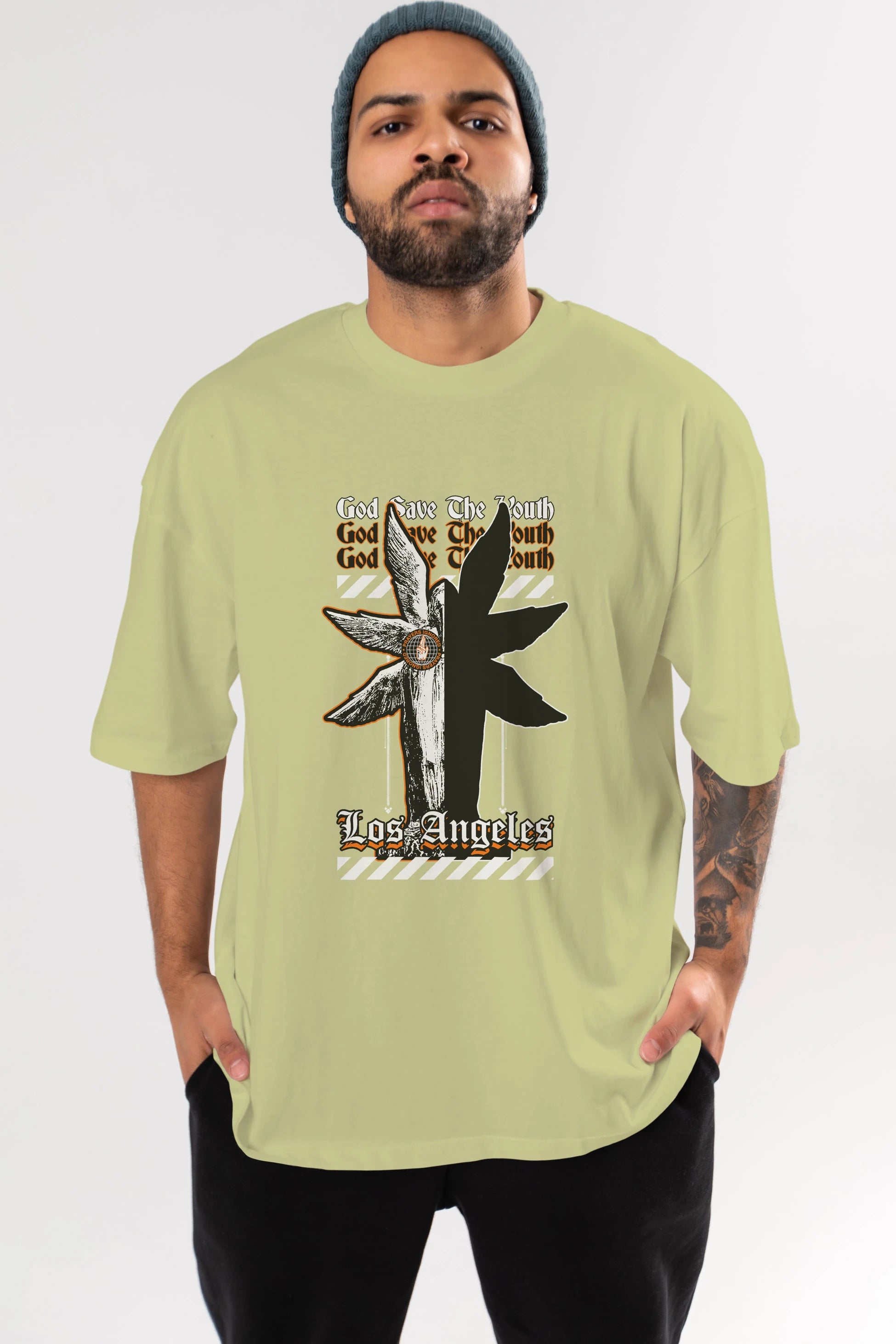 God Save The Youth Ön Baskılı Oversize t-shirt Erkek Kadın Unisex