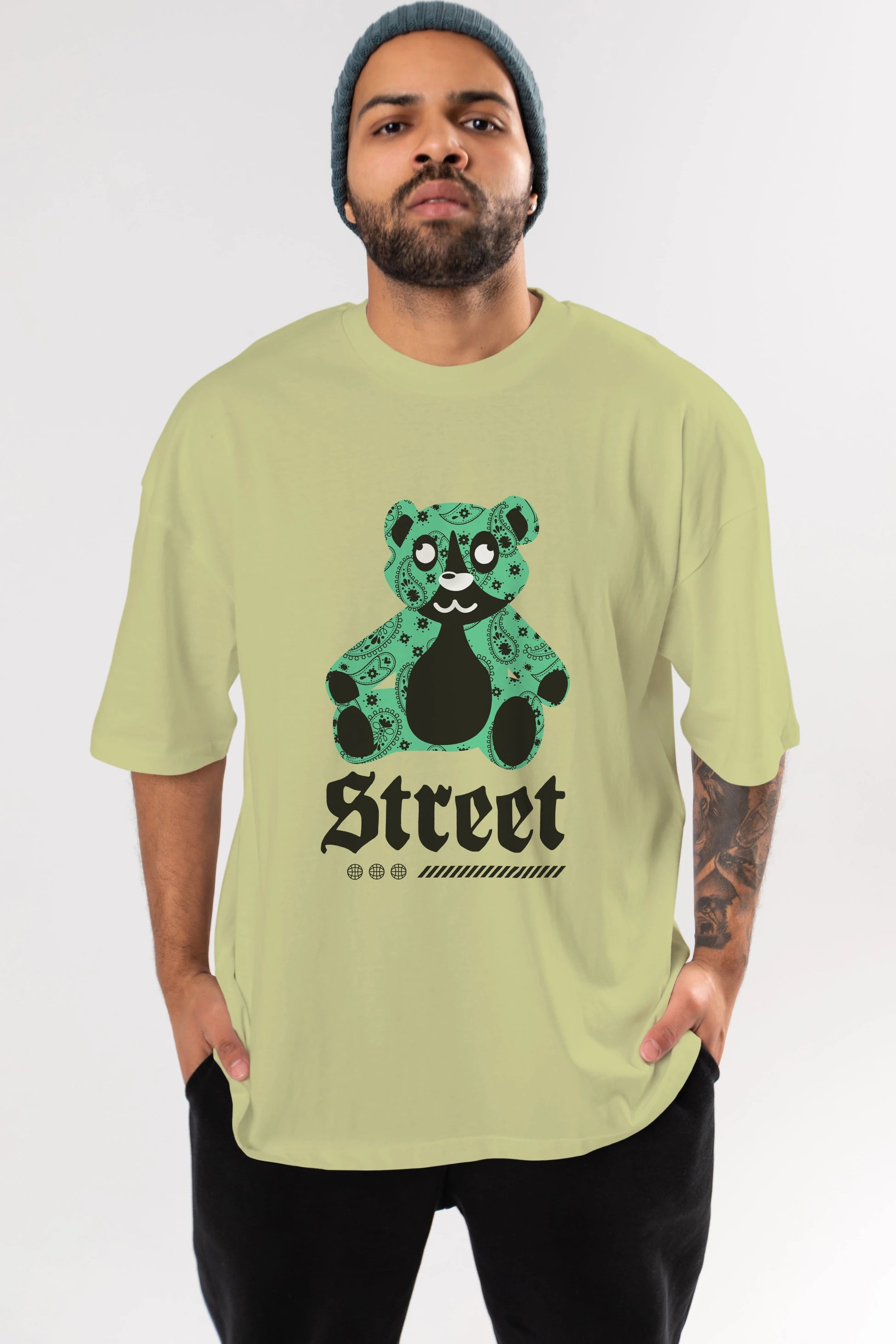 Street Bear Ön Baskılı Oversize t-shirt Erkek Kadın Unisex