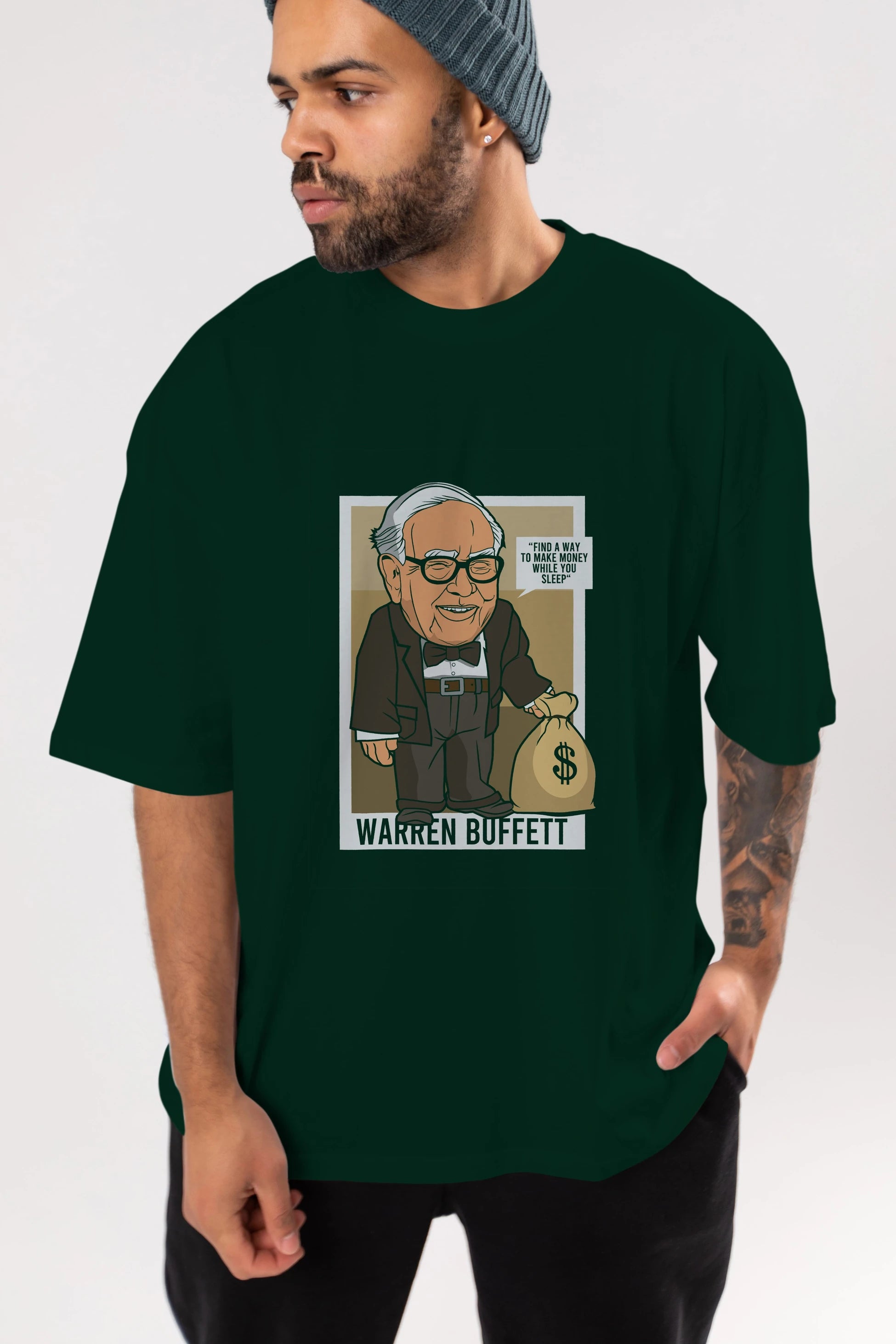 Warren Buffet Up Carl Ön Baskılı Oversize t-shirt Erkek Kadın Unisex %100 Pamuk tişort