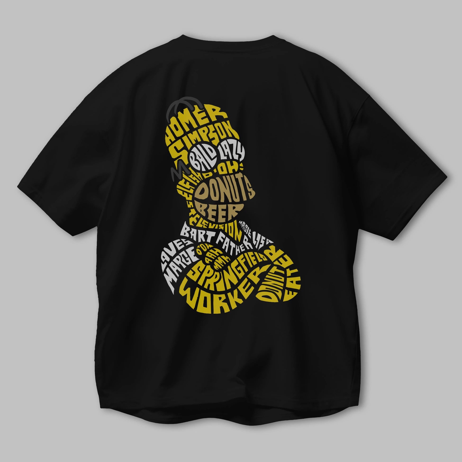 Homer Simpson Arka Baskılı Oversize t-shirt %100 pamuk Erkek Kadın Unisex
