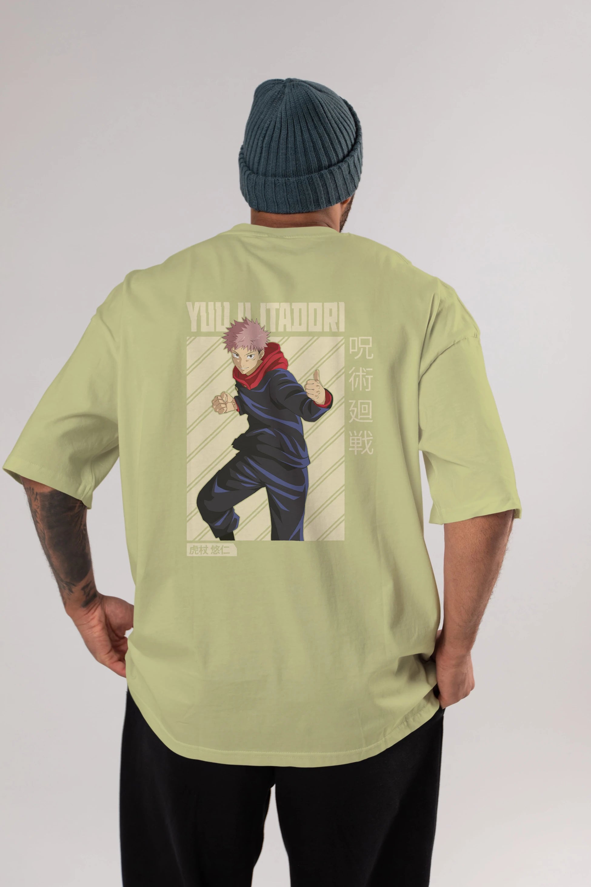 Yuuji Itadori 1 Anime Arka Baskılı Oversize t-shirt Erkek Kadın Unisex