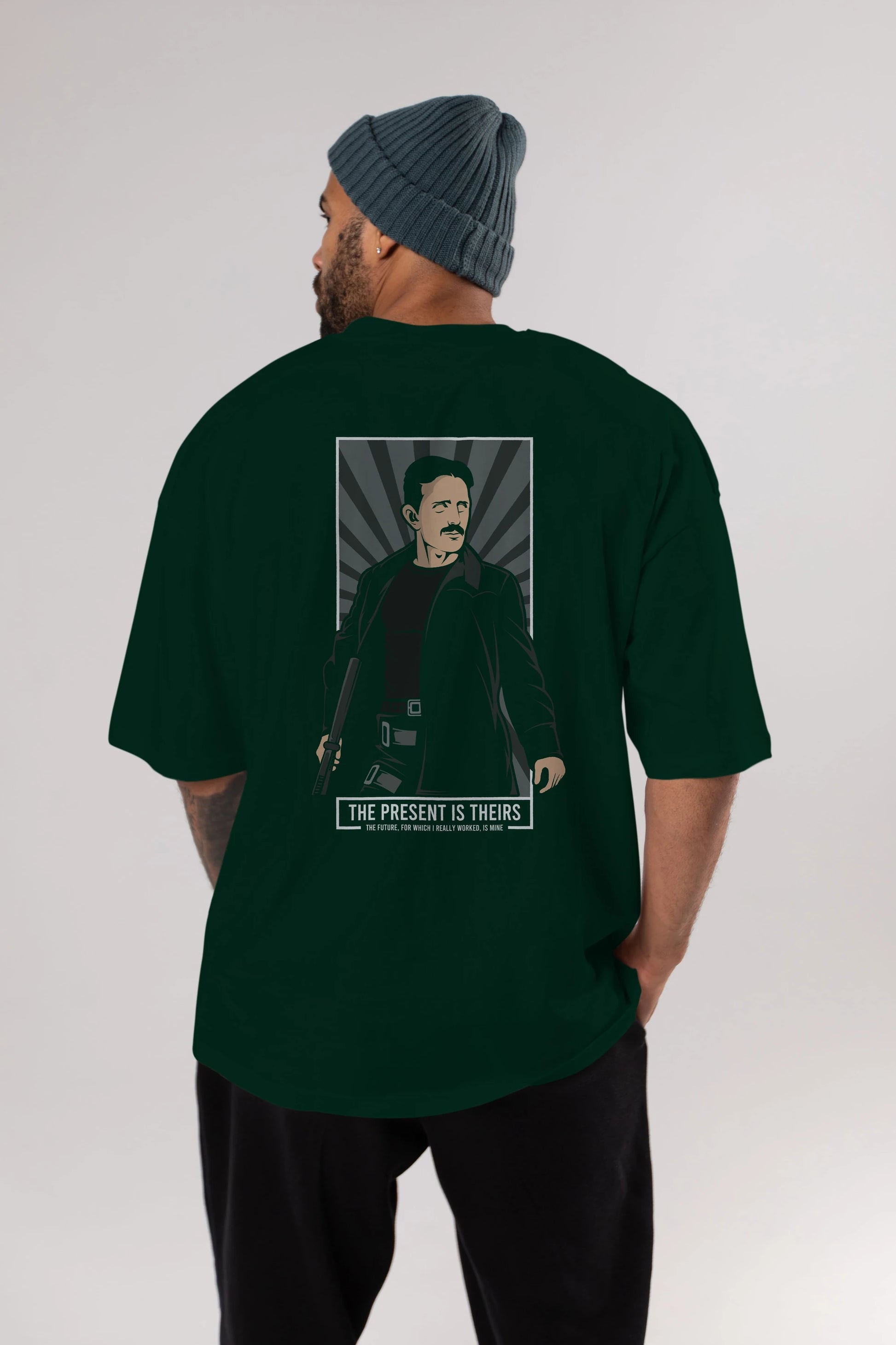 Tesla Matrix Arka Baskılı Oversize t-shirt Erkek Kadın Unisex %100 Pamuk tişort