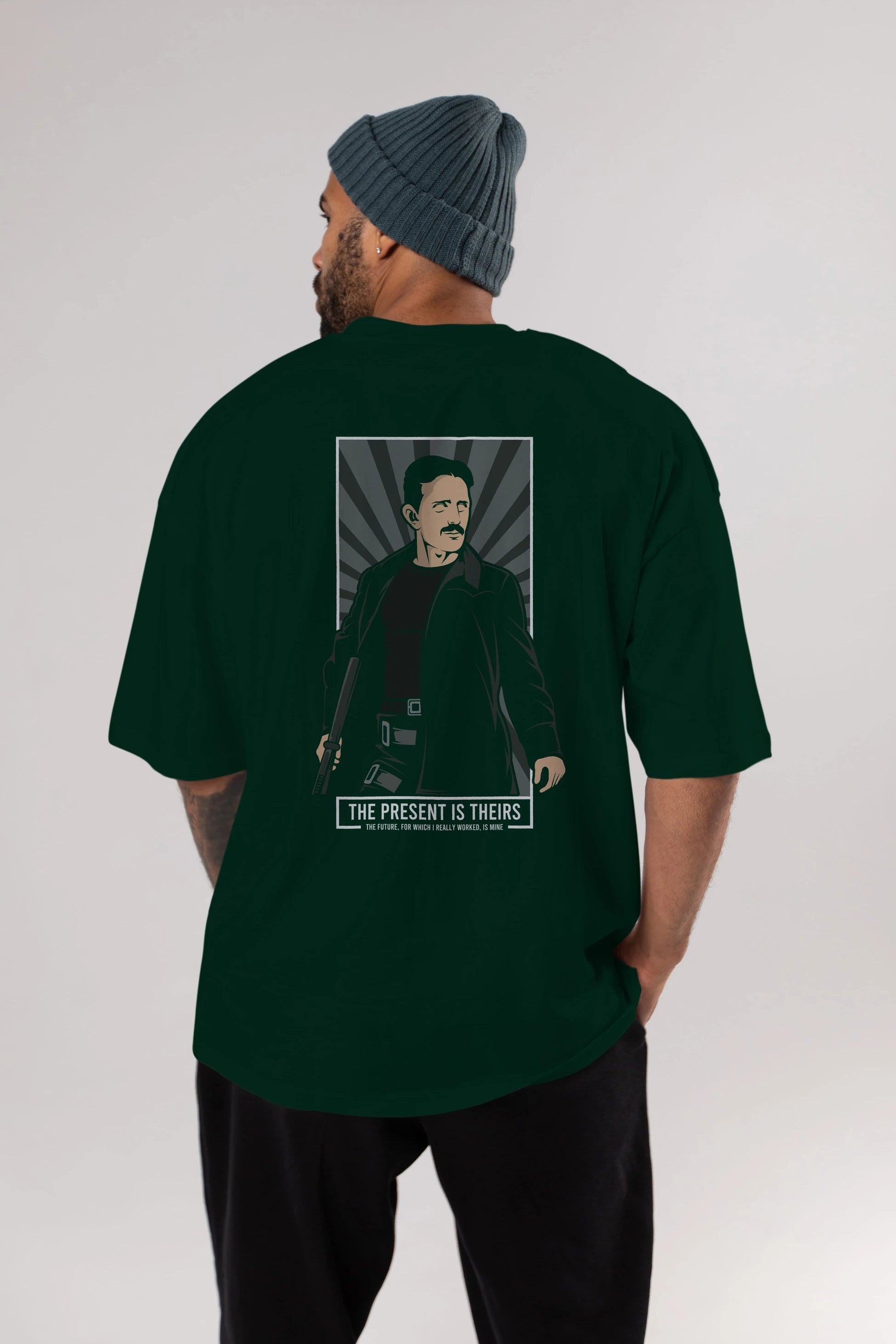 Tesla Matrix Arka Baskılı Oversize t-shirt Erkek Kadın Unisex %100 Pamuk tişort