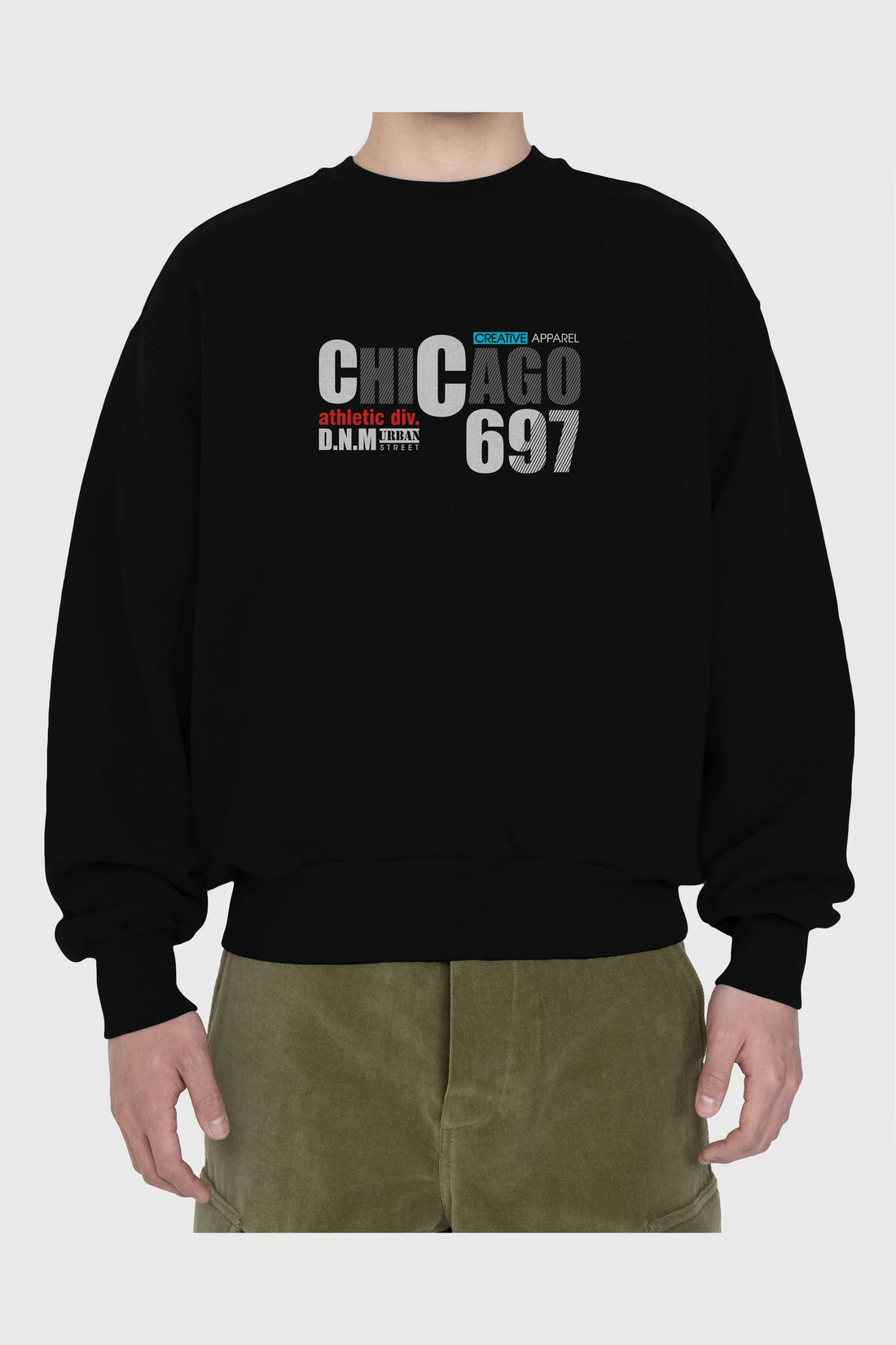 Chicago 697 Ön Baskılı Oversize Sweatshirt Erkek Kadın Unisex