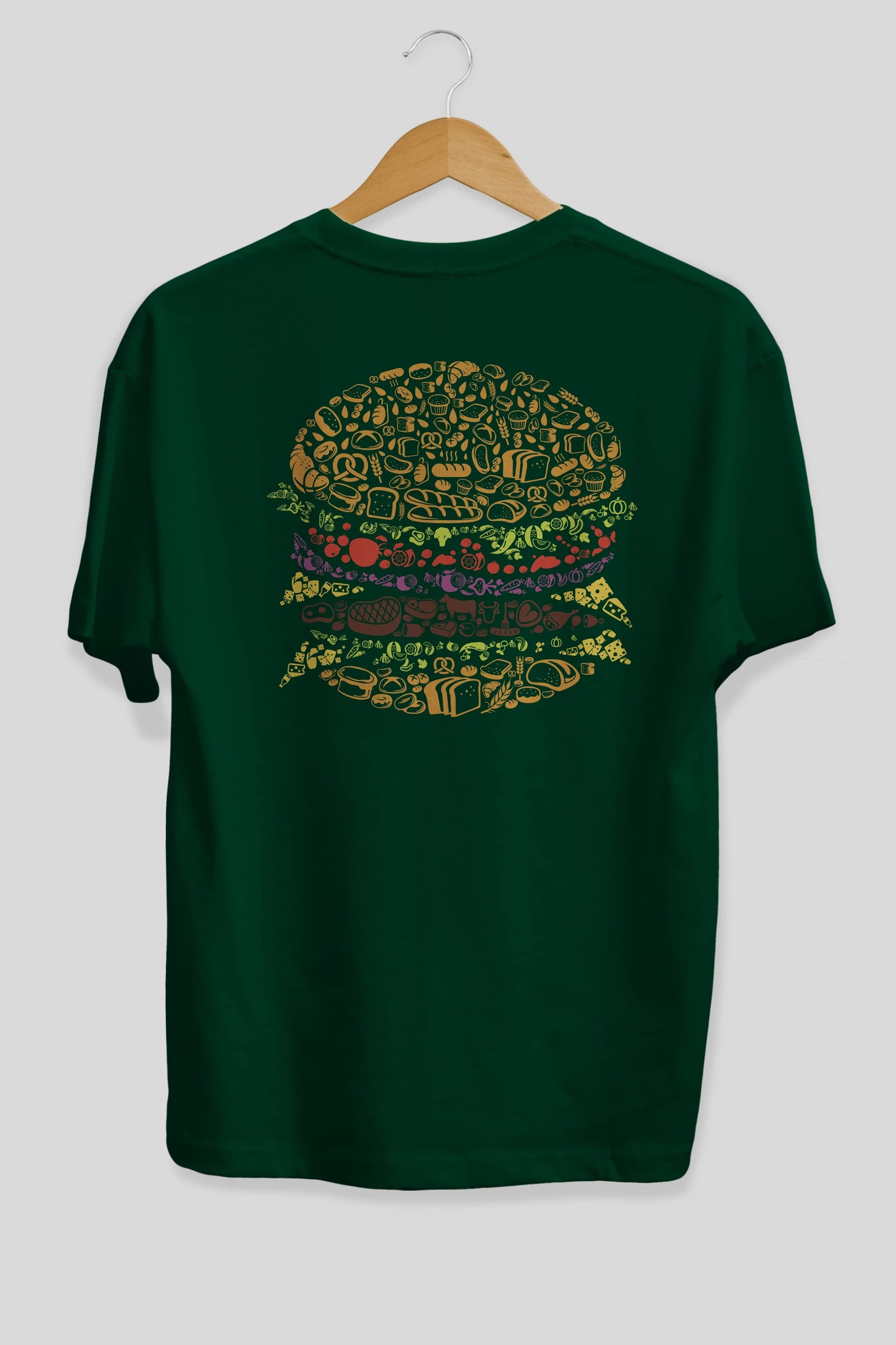 Burger Arka Baskılı Oversize t-shirt %100 pamuk Erkek Kadın Unisex