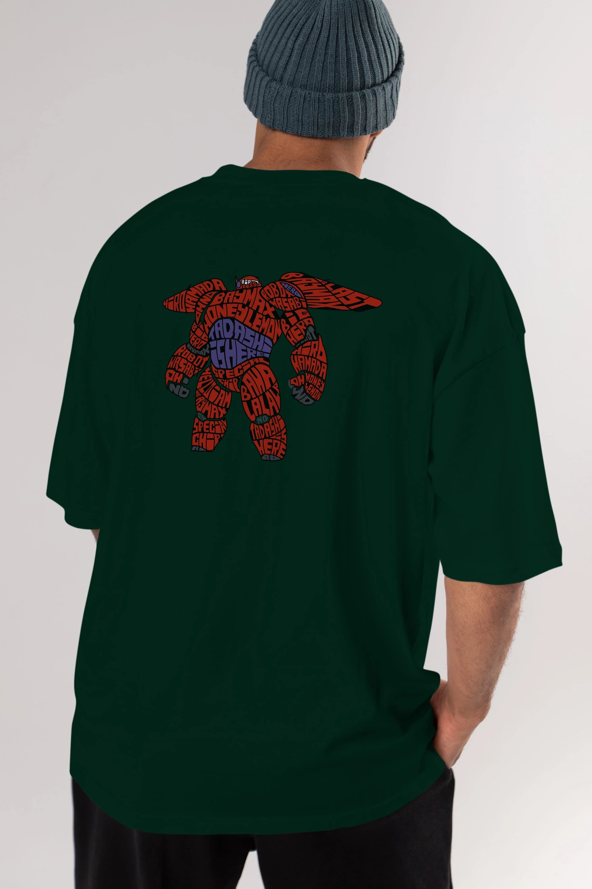 Baymax Arka Baskılı Oversize t-shirt %100 pamuk Erkek Kadın Unisex