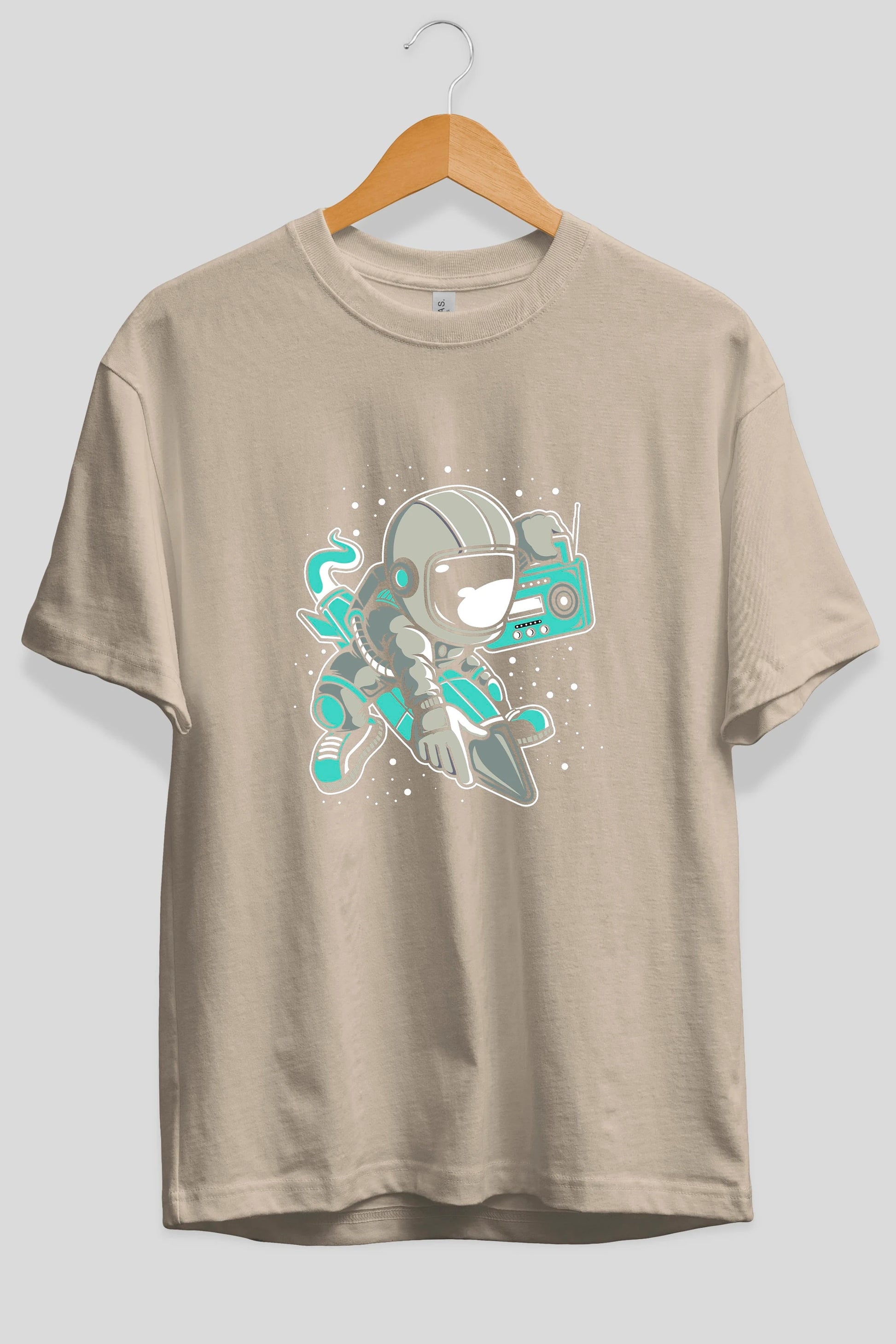 Astronaut Rocket (2) Ön Baskılı Oversize t-shirt Erkek Kadın Unisex