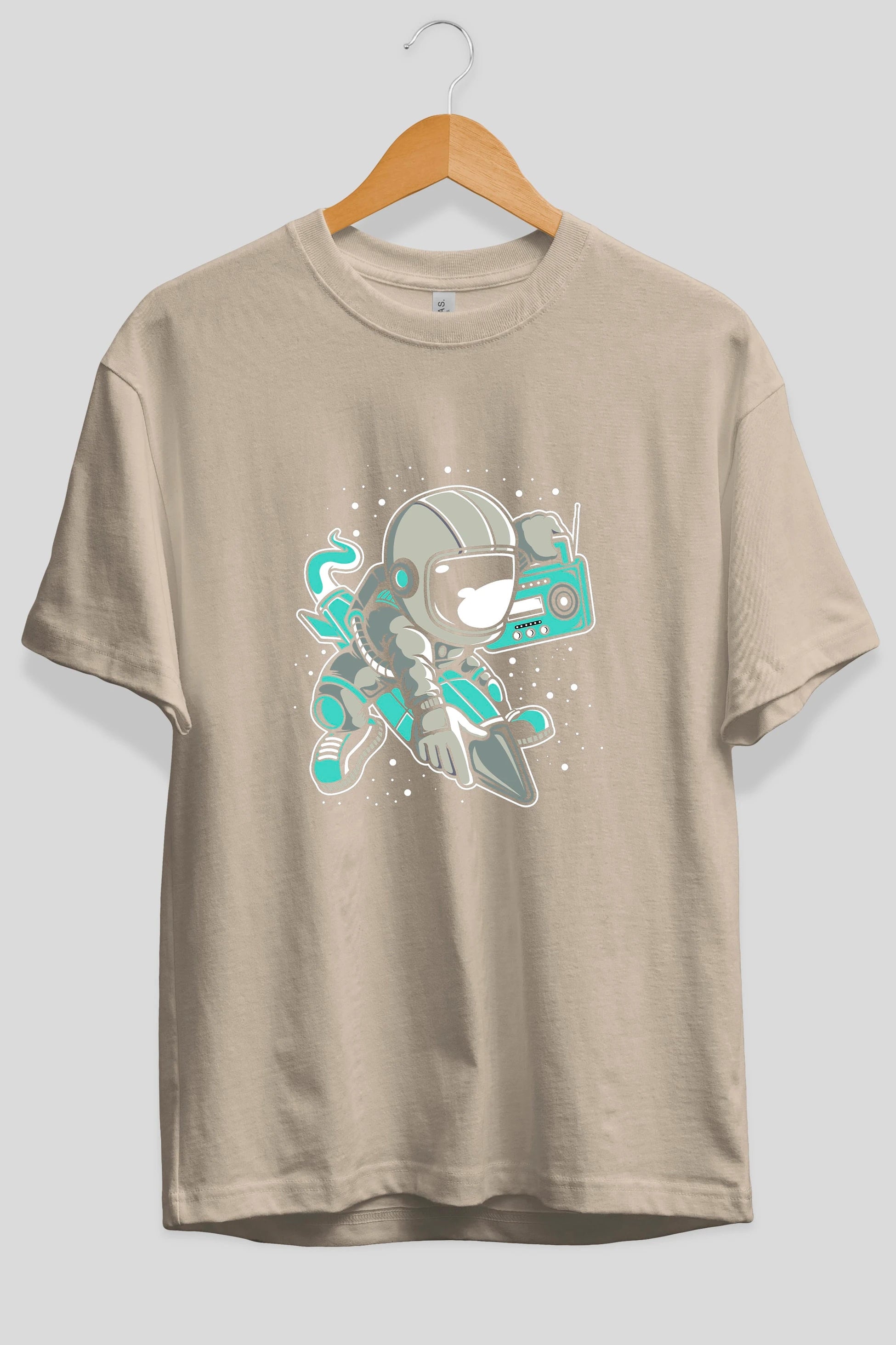 Astronaut Rocket (2) Ön Baskılı Oversize t-shirt Erkek Kadın Unisex