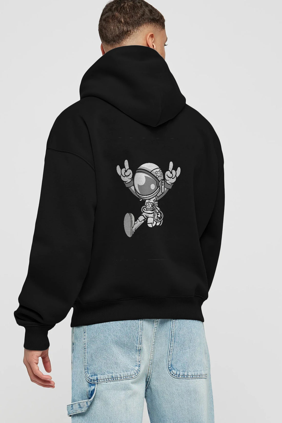 Astronaut Metal Arka Baskılı Hoodie Oversize Kapüşonlu Sweatshirt Erkek Kadın Unisex