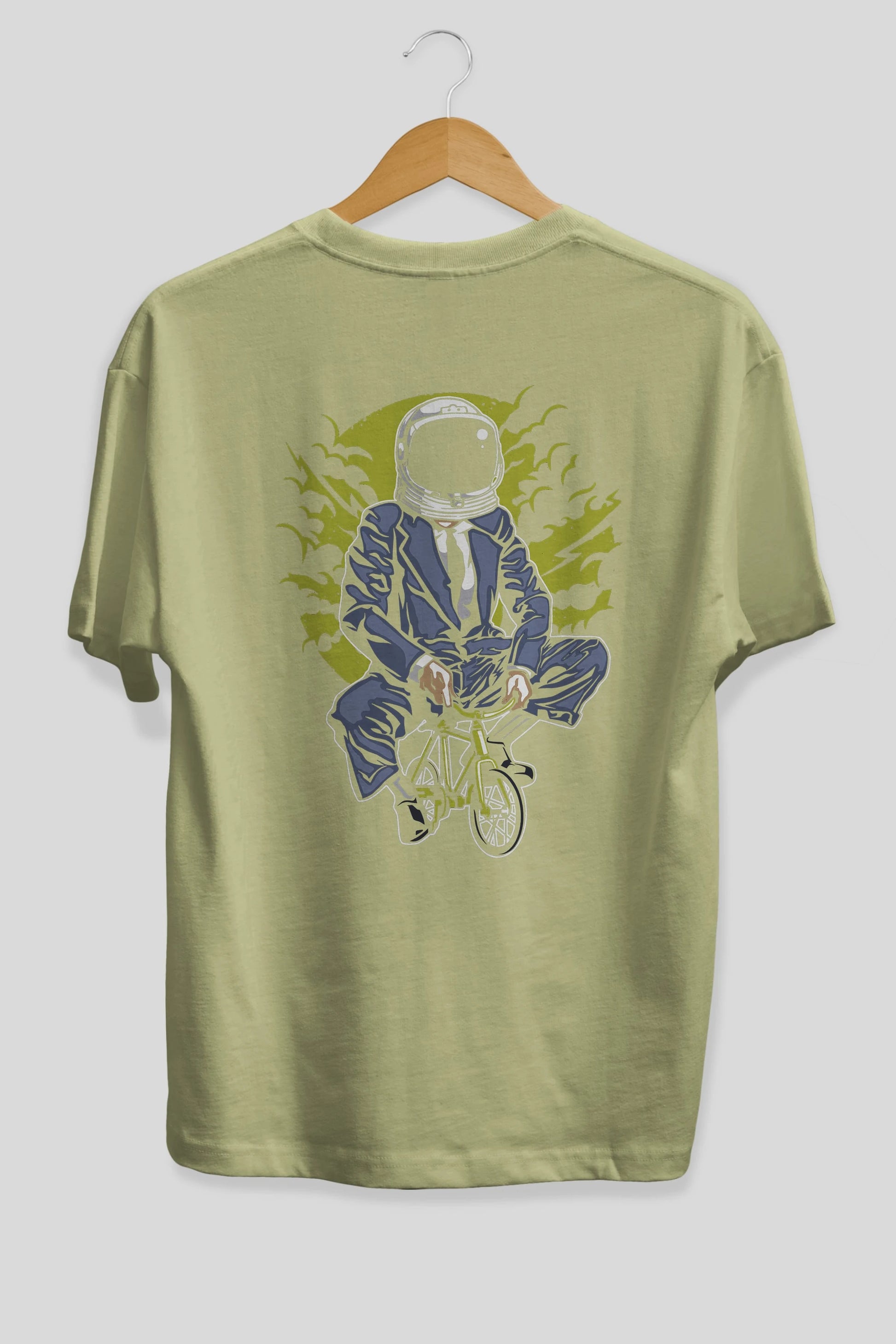 Bike To The Moon Arka Baskılı Oversize t-shirt Erkek Kadın Unisex %100 Pamuk