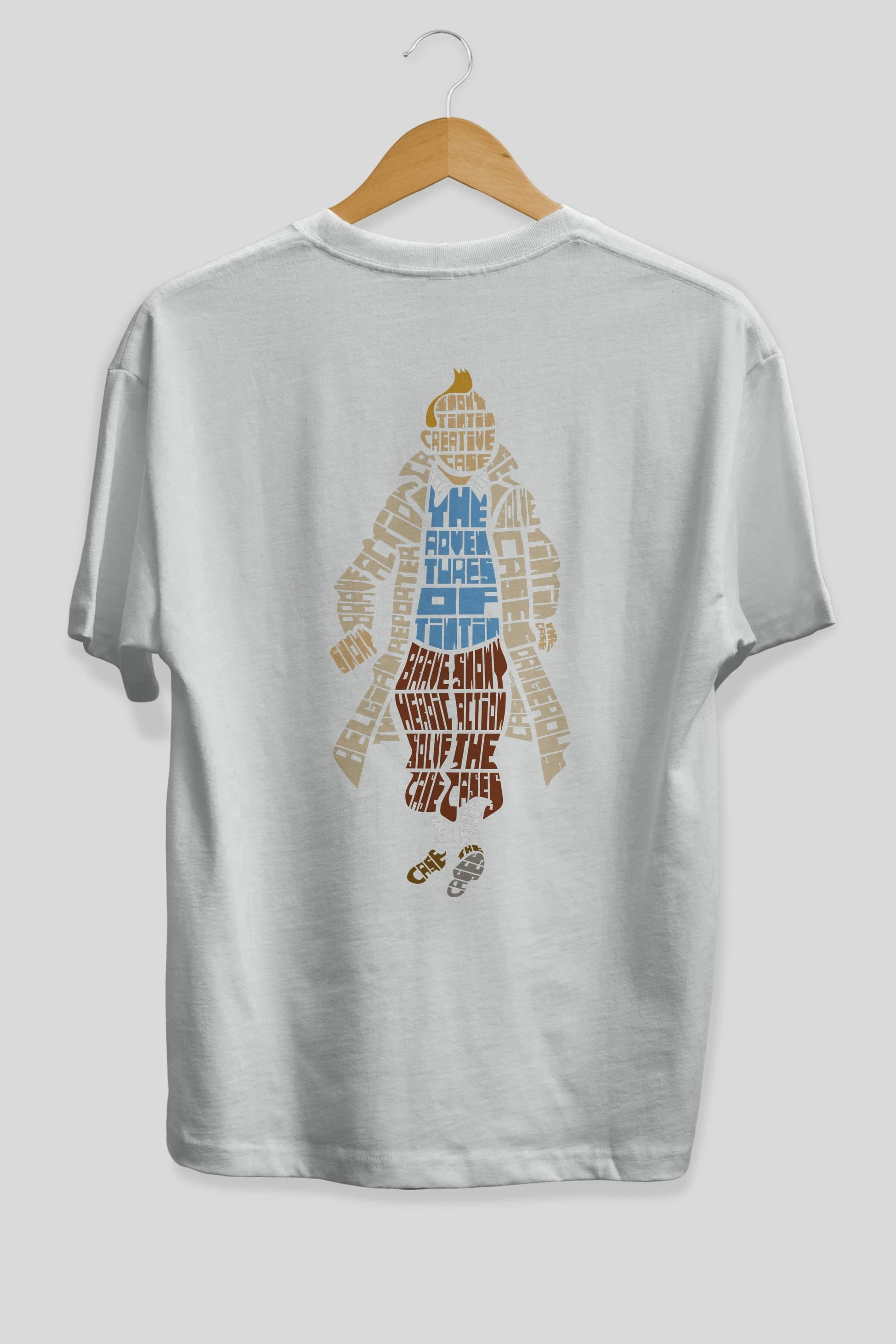 Tin Tin Arka Baskılı Oversize t-shirt %100 pamuk Erkek Kadın Unisex