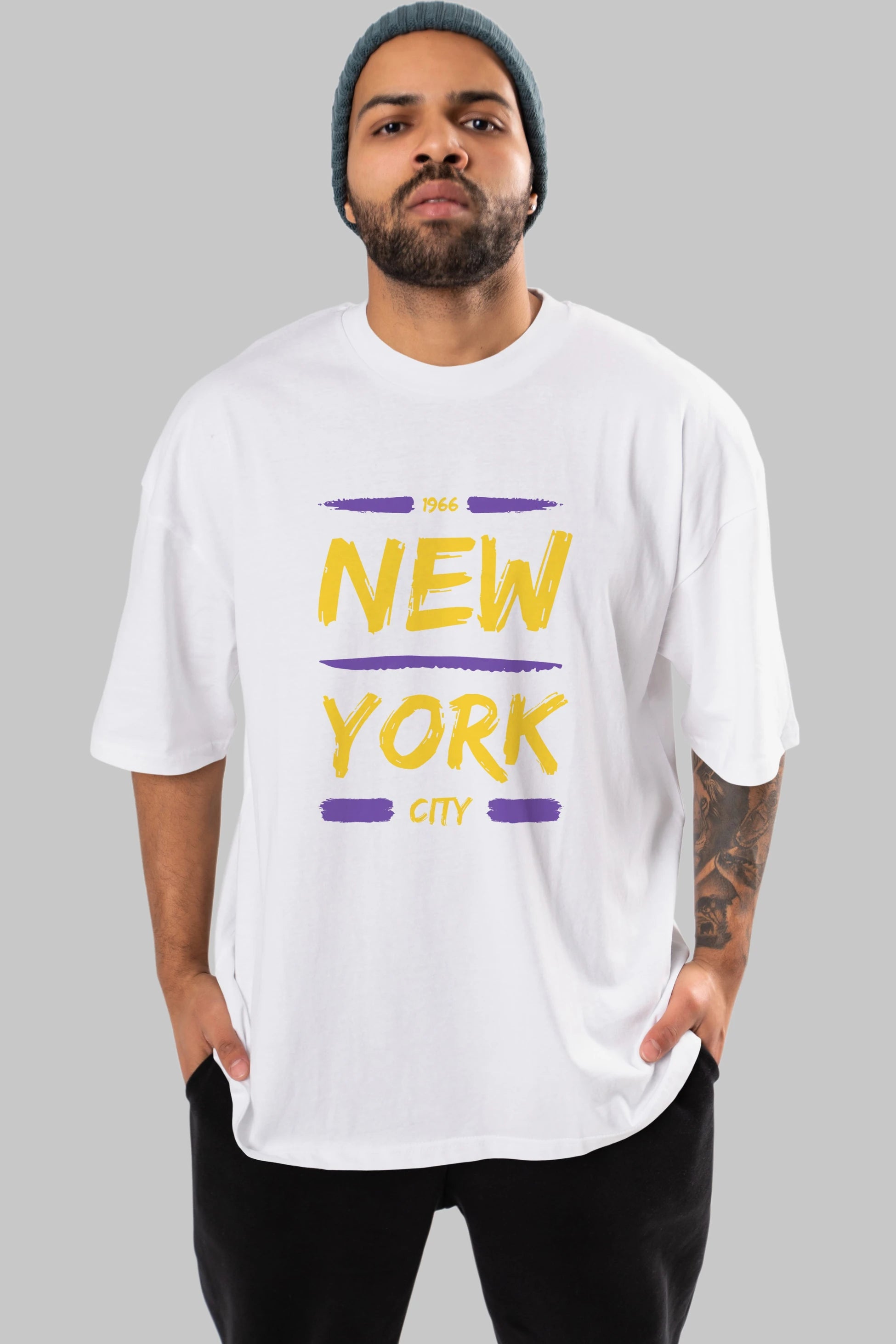 New York City 2 Ön Baskılı Oversize t-shirt Erkek Kadın Unisex