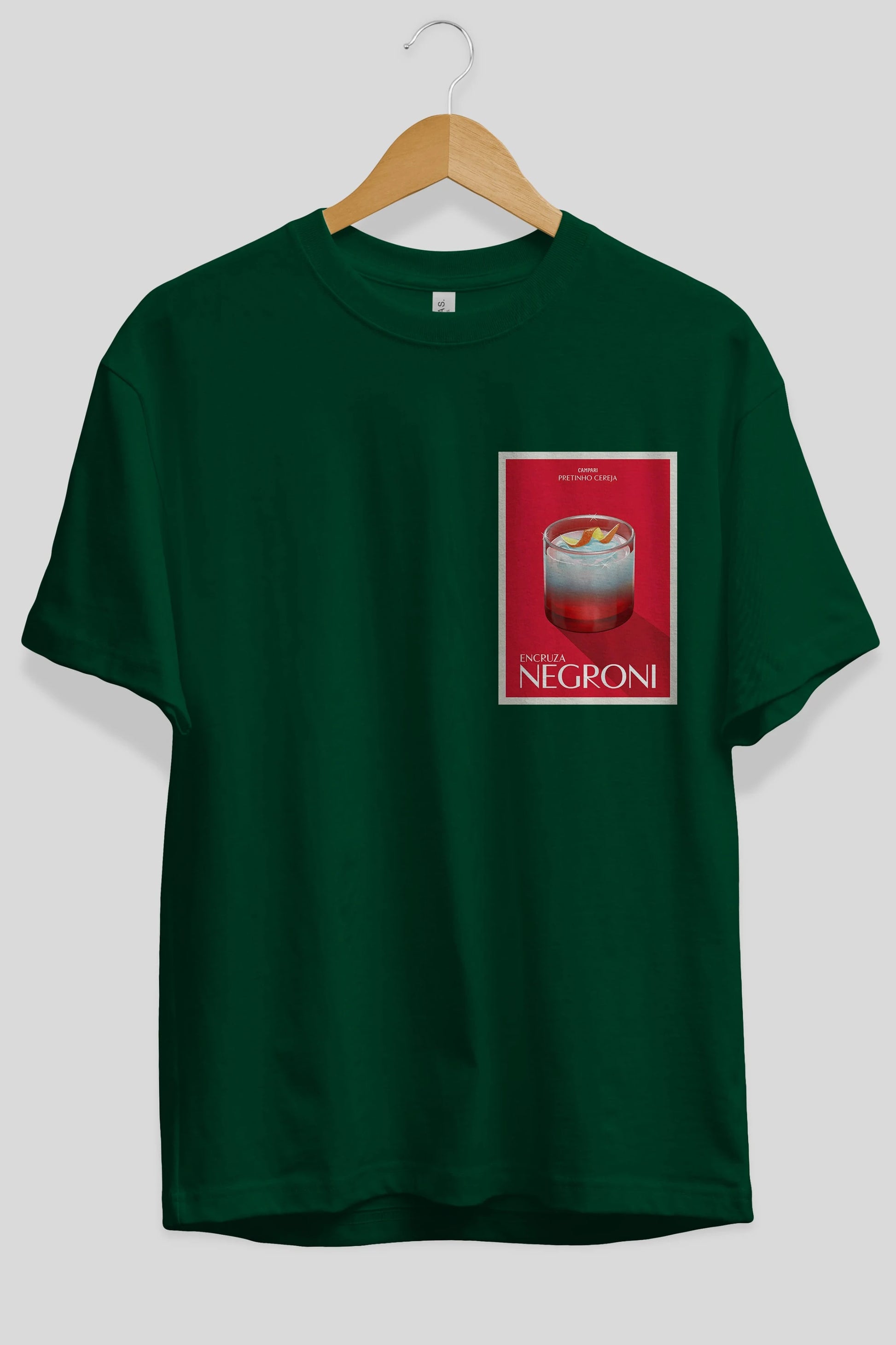 Encruza Negroni Ön Sol Baskılı Oversize t-shirt Erkek Kadın Unisex %100 Pamuk Bisiklet Yaka tişort