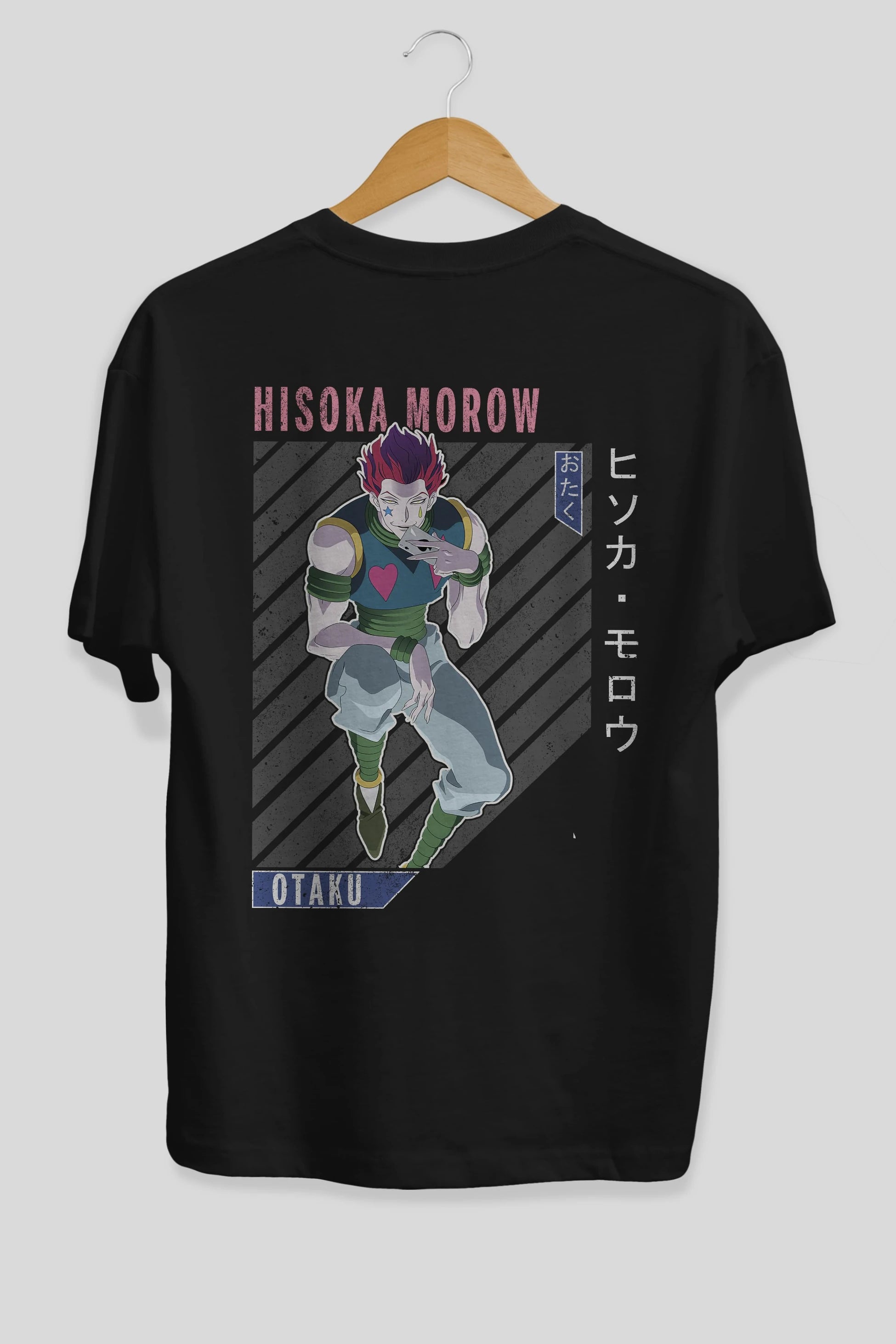 Hisoka Morow 2 2 Anime Arka Baskılı Oversize t-shirt Erkek Kadın Unisex