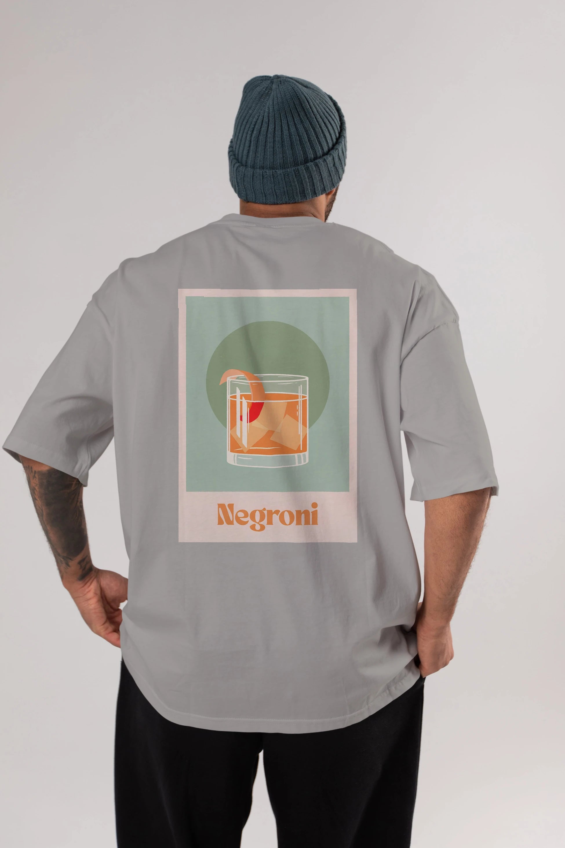 Negroni 5 Arka Baskılı Oversize t-shirt Erkek Kadın Unisex %100 Pamuk Bisiklet Yaka tişort