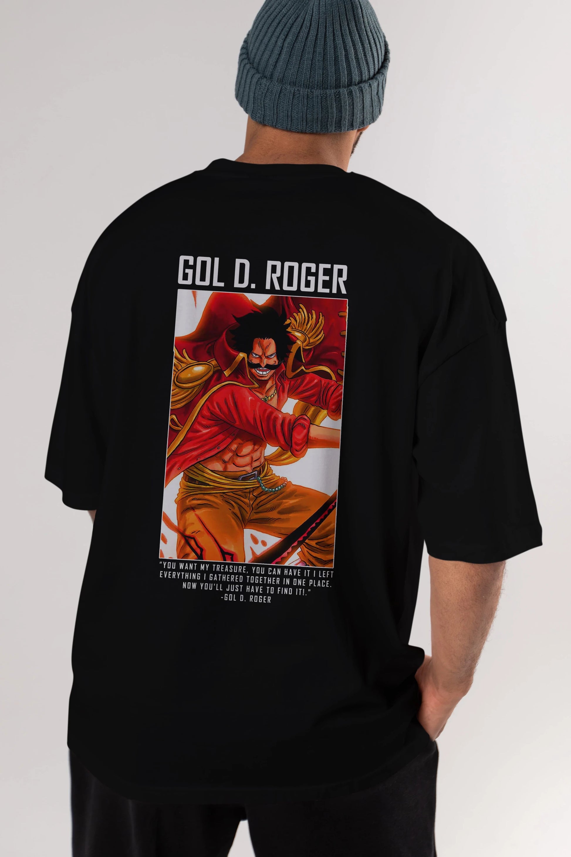 Gol D. Roger Anime Arka Baskılı Oversize t-shirt Erkek Kadın Unisex %100 pamuk tişort