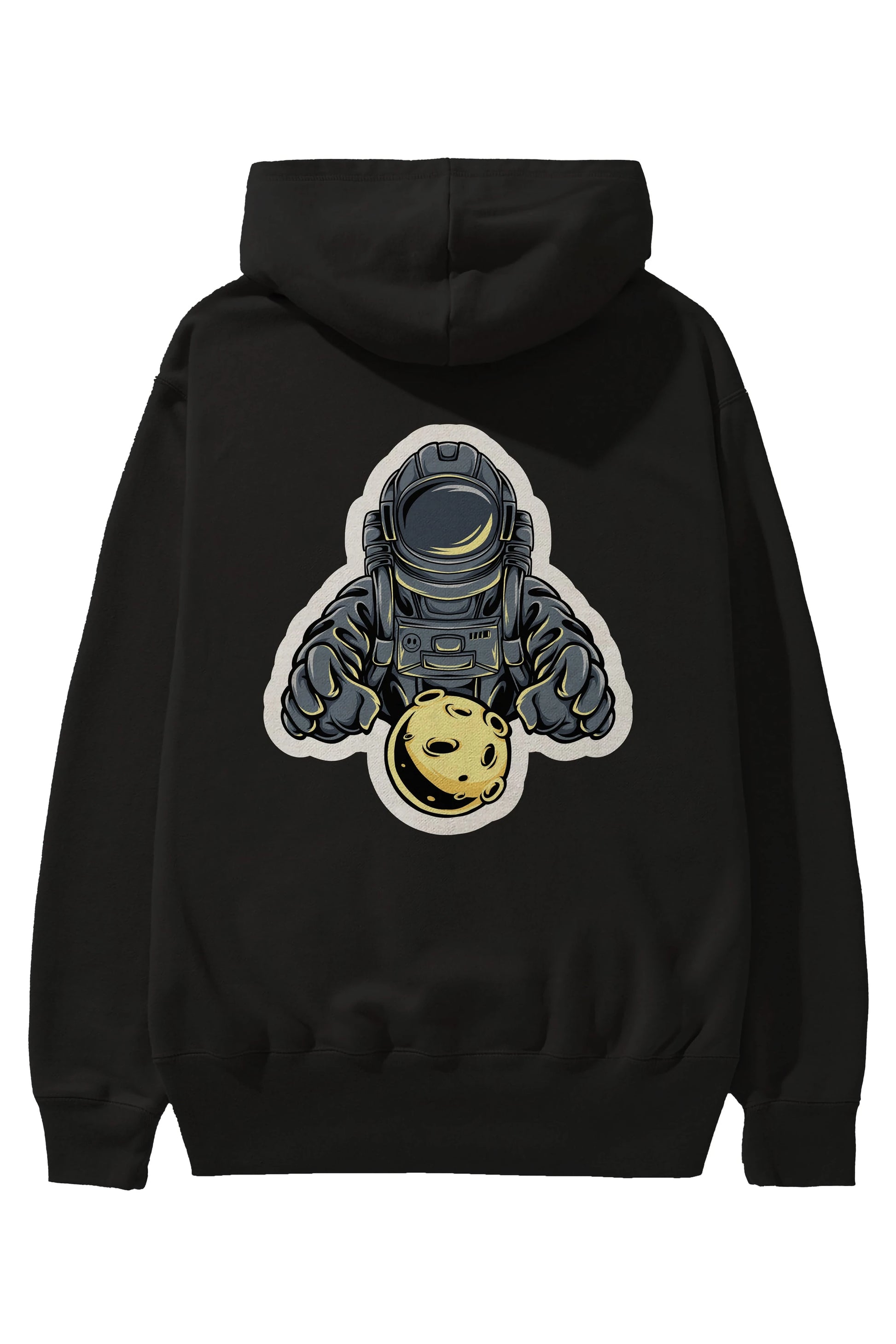 Astromoon sticker Arka Baskılı Hoodie Oversize Kapüşonlu Sweatshirt Erkek Kadın Unisex