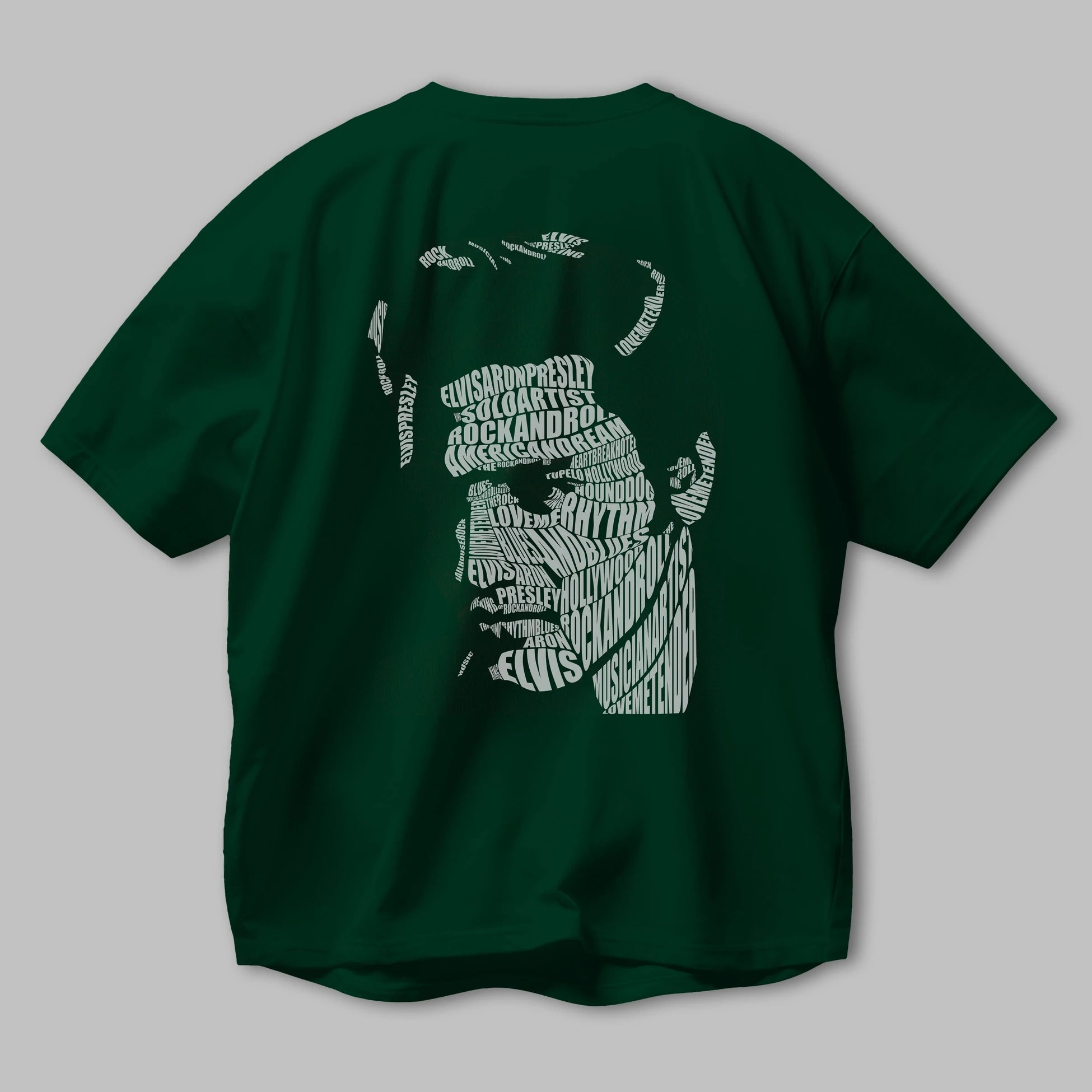 Elvis Presley Calligram Arka Baskılı Oversize t-shirt %100 pamuk Erkek Kadın Unisex