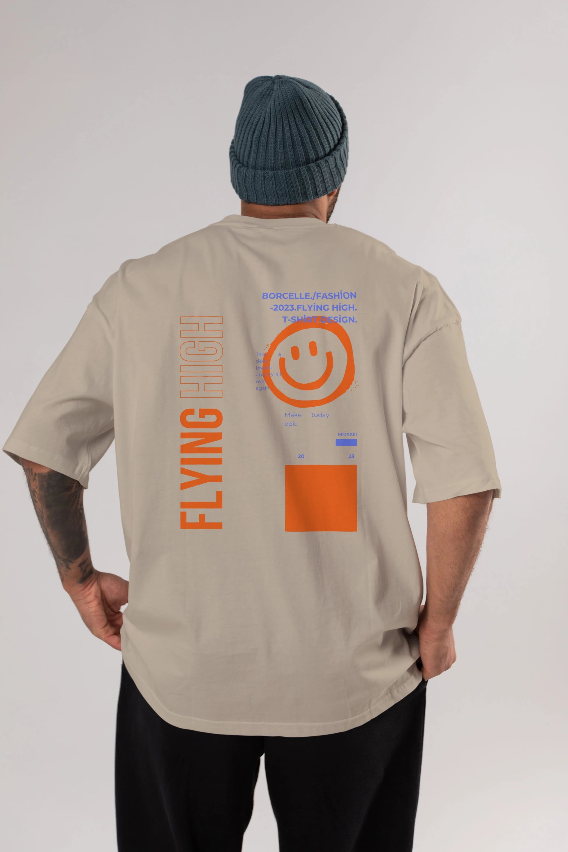 Flying High Yazılı Arka Baskılı Oversize t-shirt Erkek Kadın Unisex