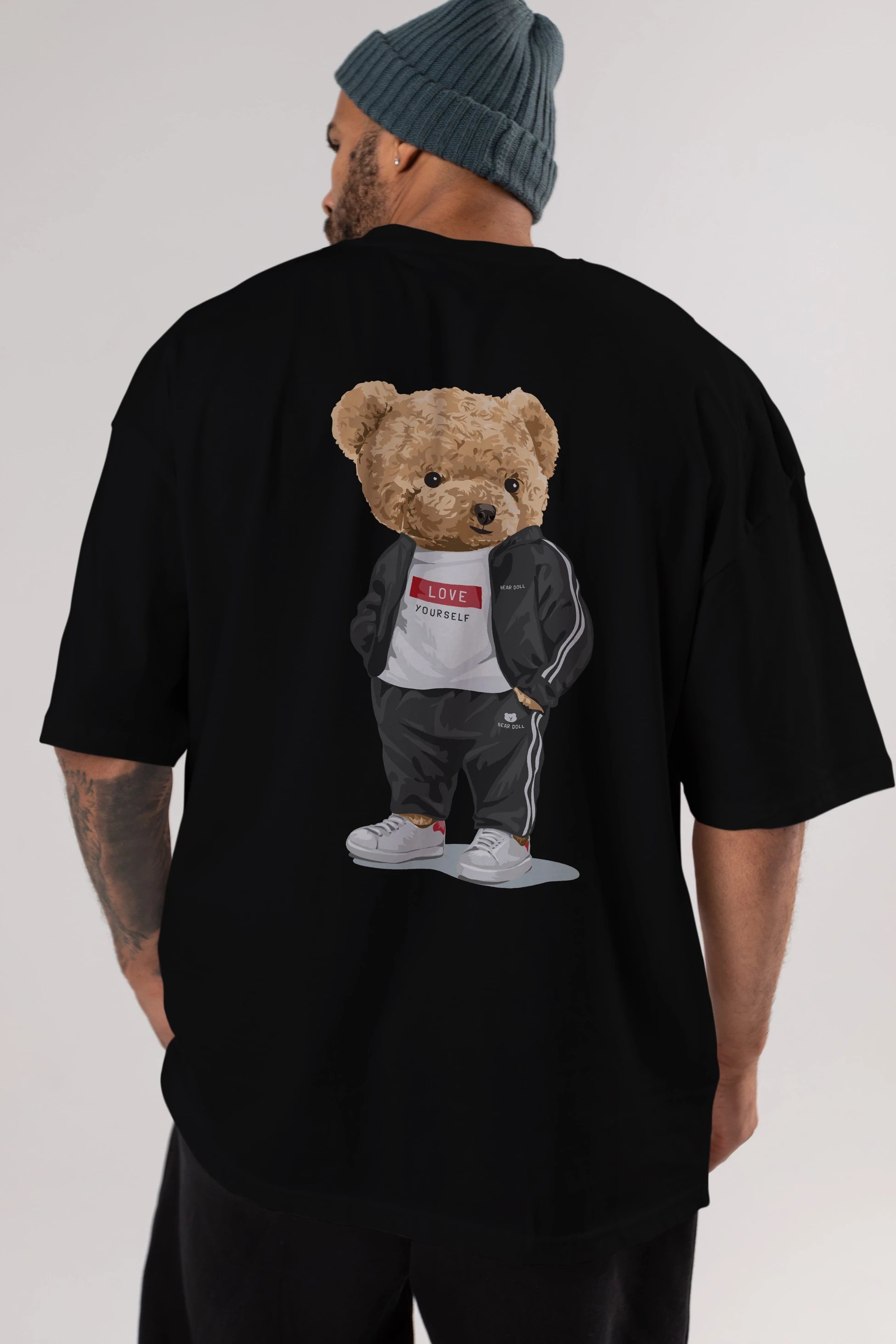 Teddy Bear Love Yourself Arka Baskılı Oversize t-shirt Erkek Kadın Unisex %100 Pamuk