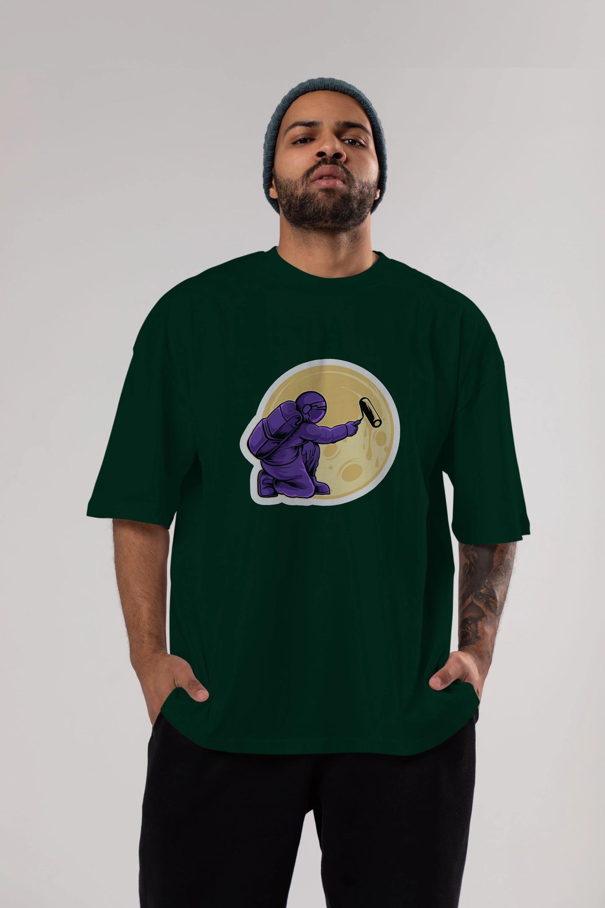 Astropaint Sticker Ön Baskılı Oversize t-shirt Erkek Kadın Unisex