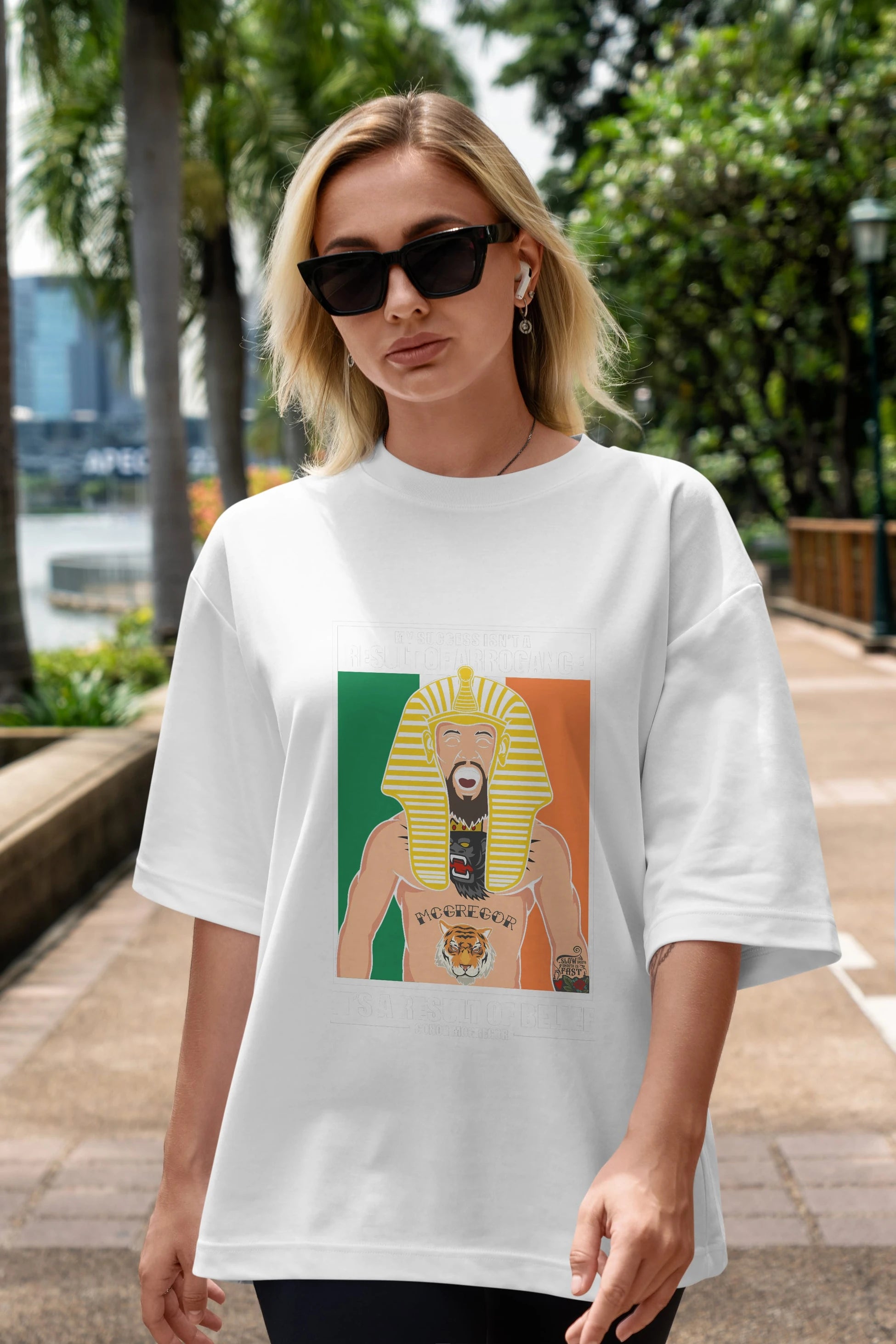 McGregor Pharaoh Ön Baskılı Oversize t-shirt Erkek Kadın Unisex %100 Pamuk tişort