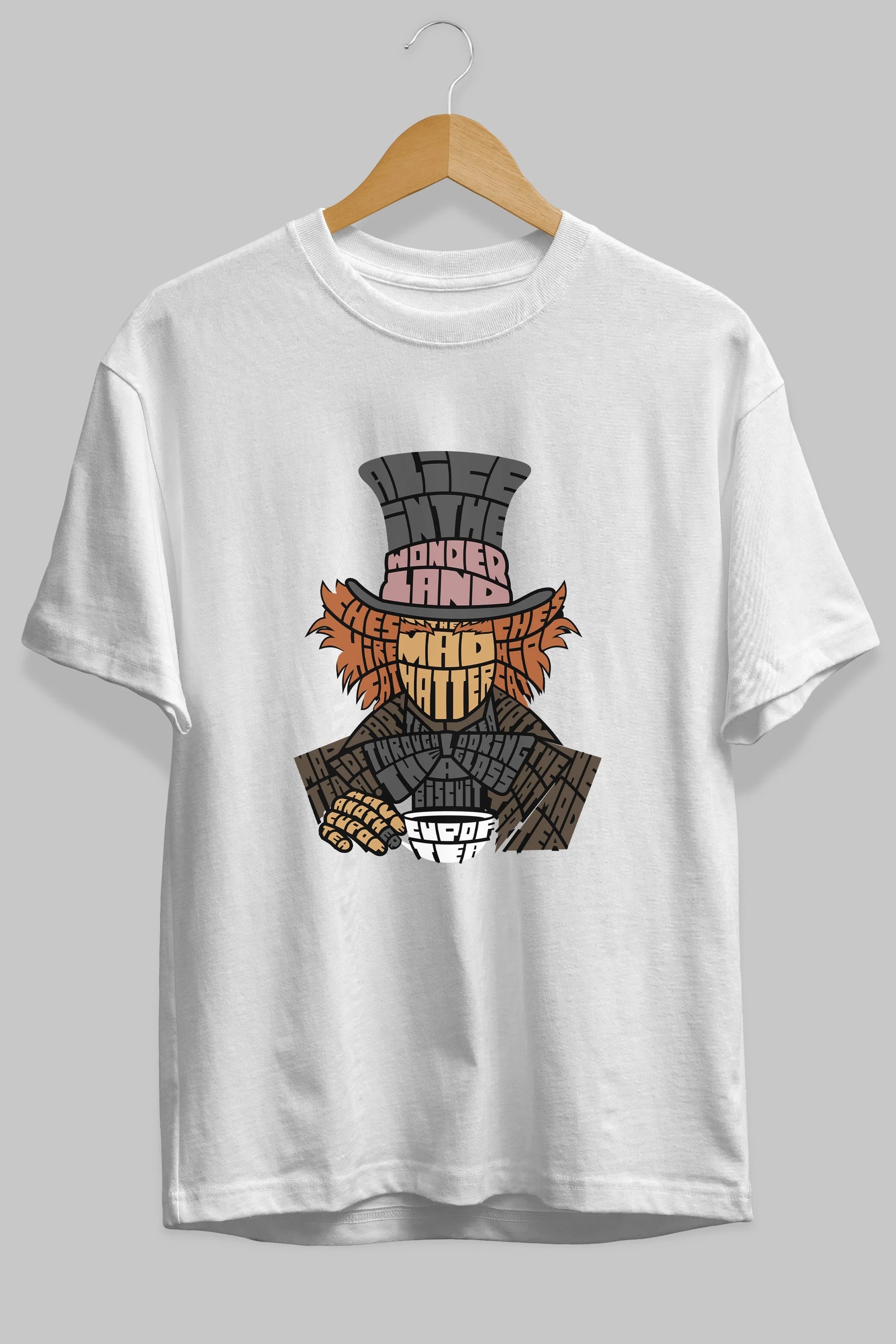 Madhatter Ön Baskılı Oversize t-shirt %100 pamuk Erkek Kadın Unisex