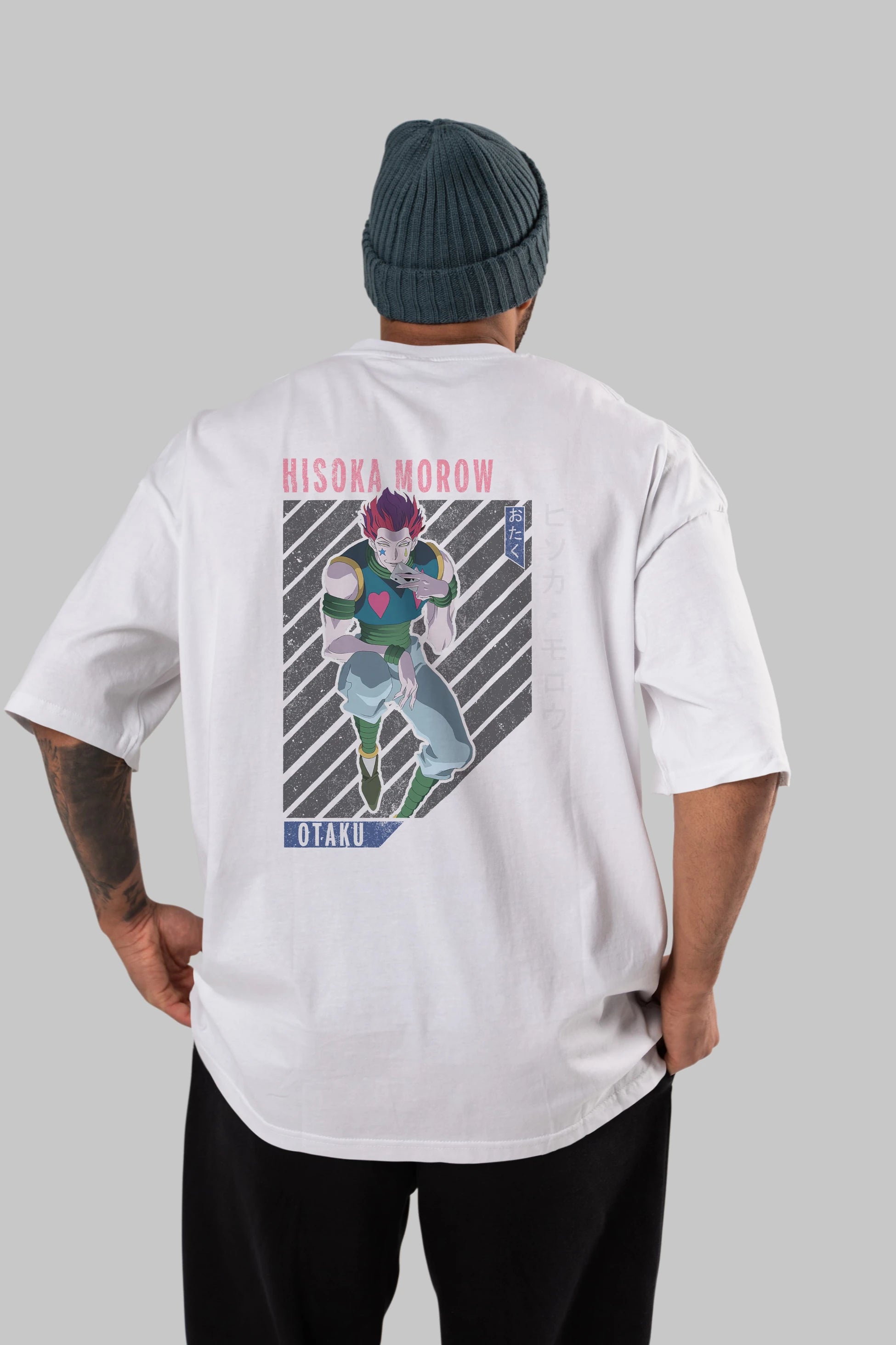 Hisoka Morow 2 2 Anime Arka Baskılı Oversize t-shirt Erkek Kadın Unisex