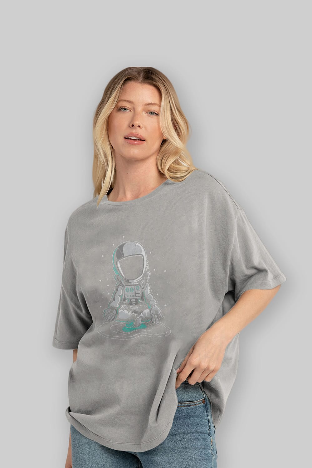 Astronaut Meditation Ön Baskılı Oversize t-shirt Erkek Kadın Unisex