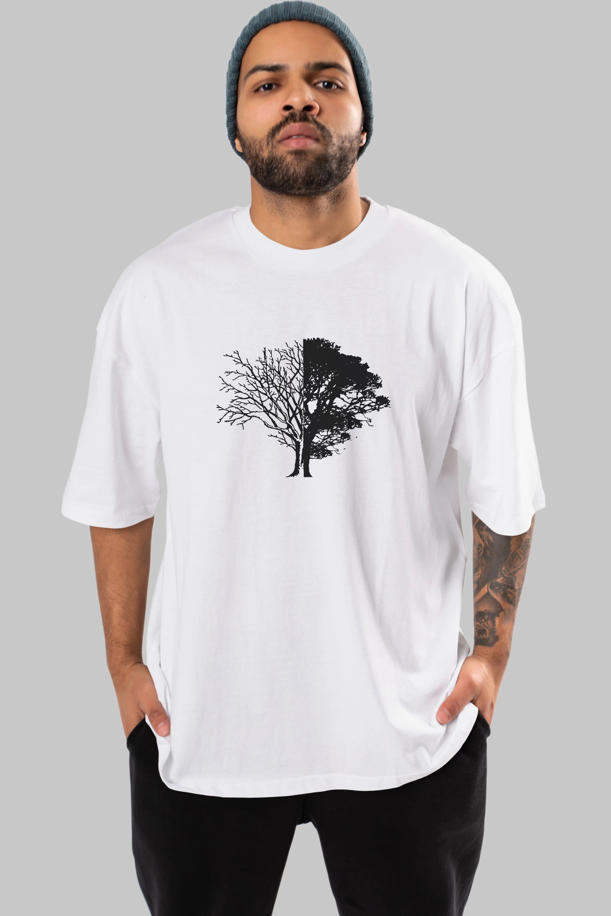 Life And Death Ön Baskılı Oversize t-shirt %100 pamuk Erkek Kadın Unisex