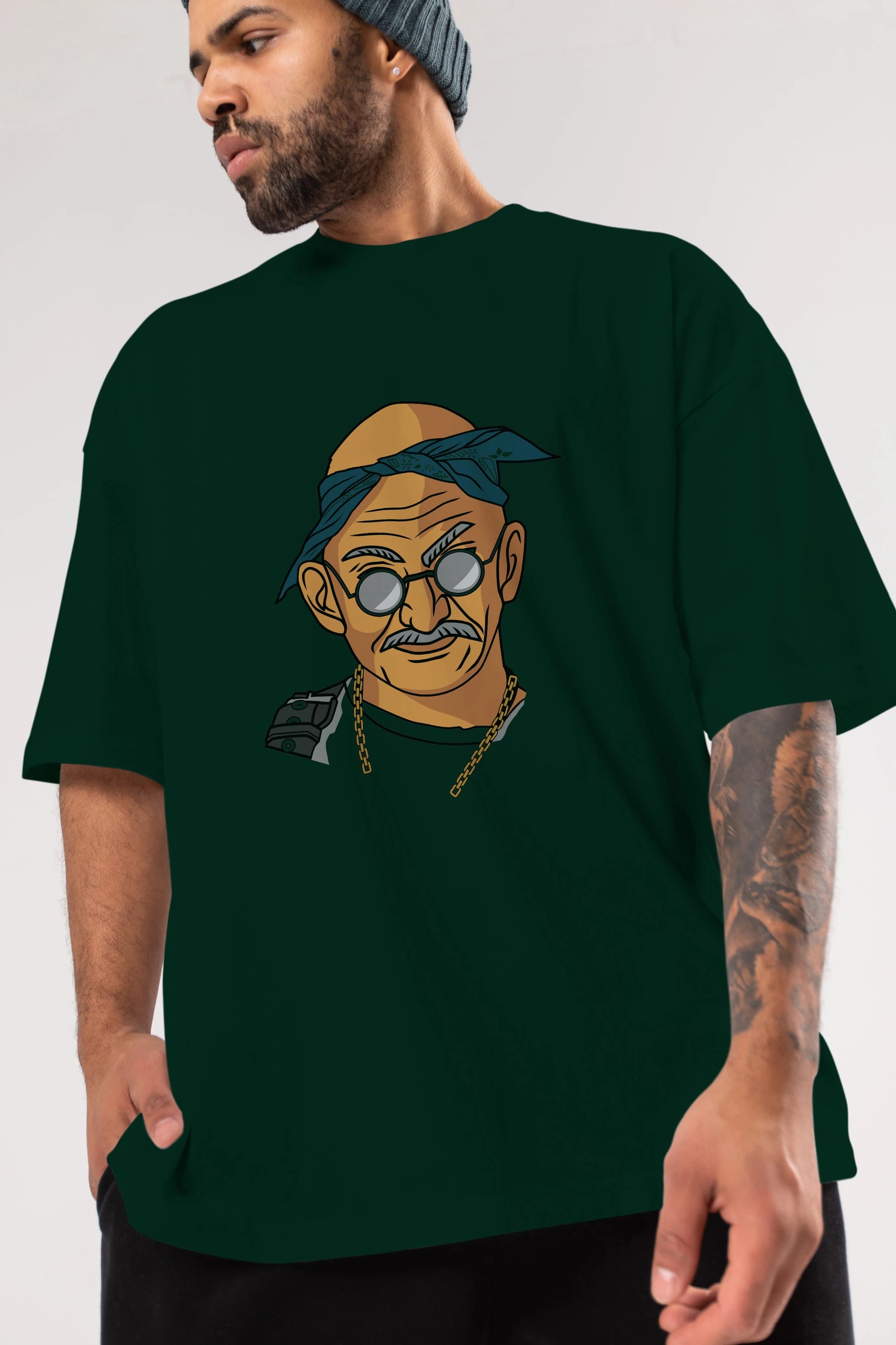 Tupac Gandhi Ön Baskılı Oversize t-shirt Erkek Kadın Unisex %100 Pamuk tişort