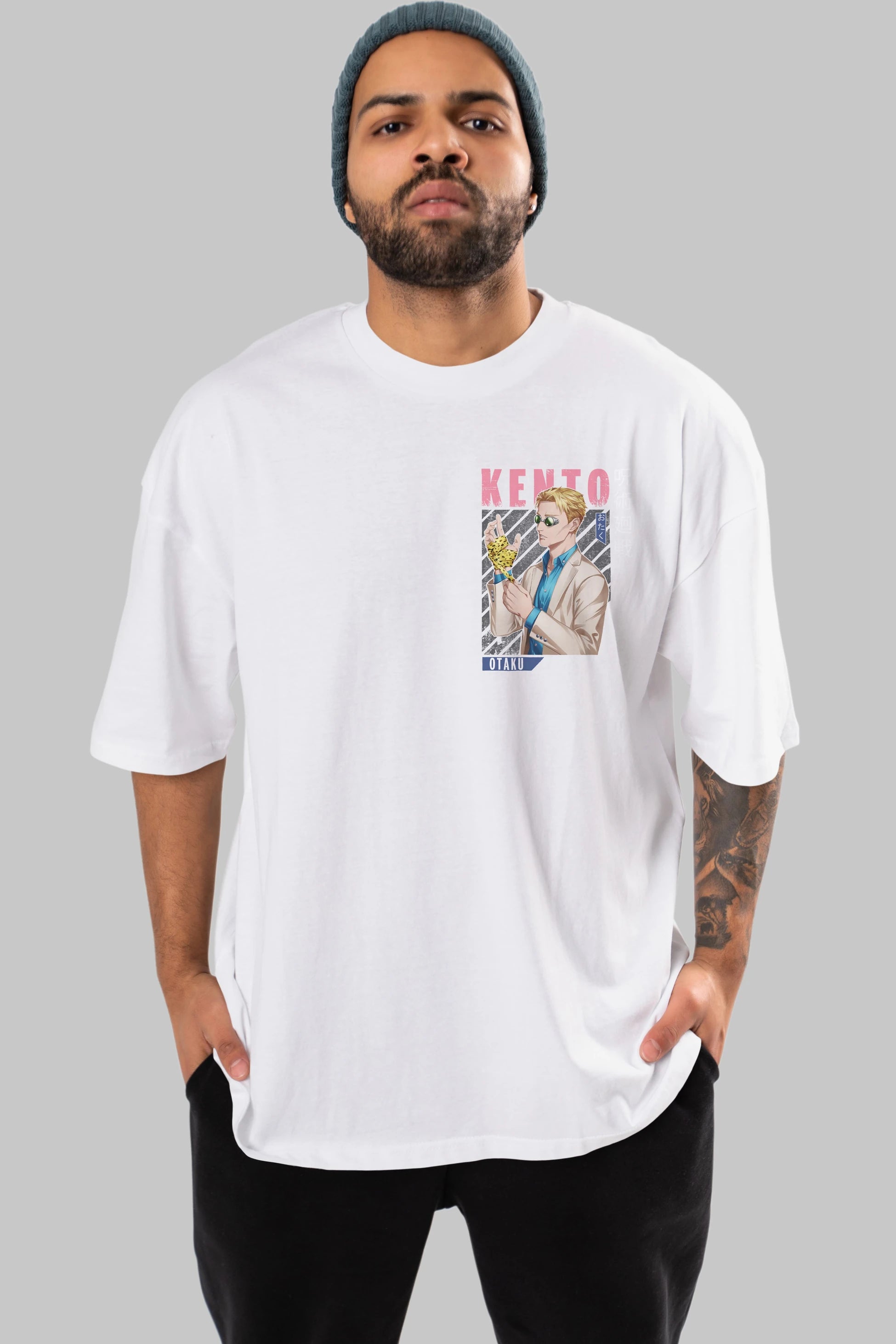 Kento Nanami Ön Sol Baskılı Oversize t-shirt Erkek Kadın Unisex %100 Pamuk Bisiklet Yaka tişort