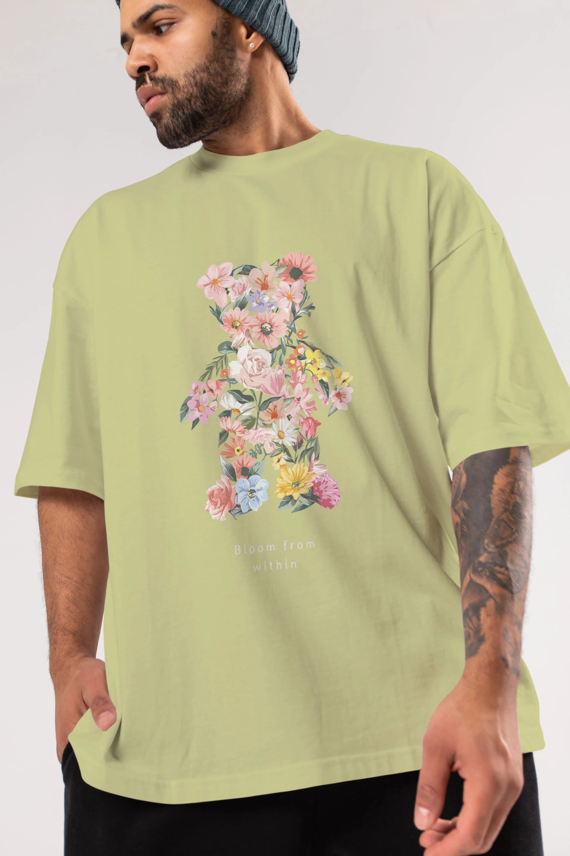 Bloom from Bear Ön Baskılı Oversize t-shirt Erkek Kadın Unisex