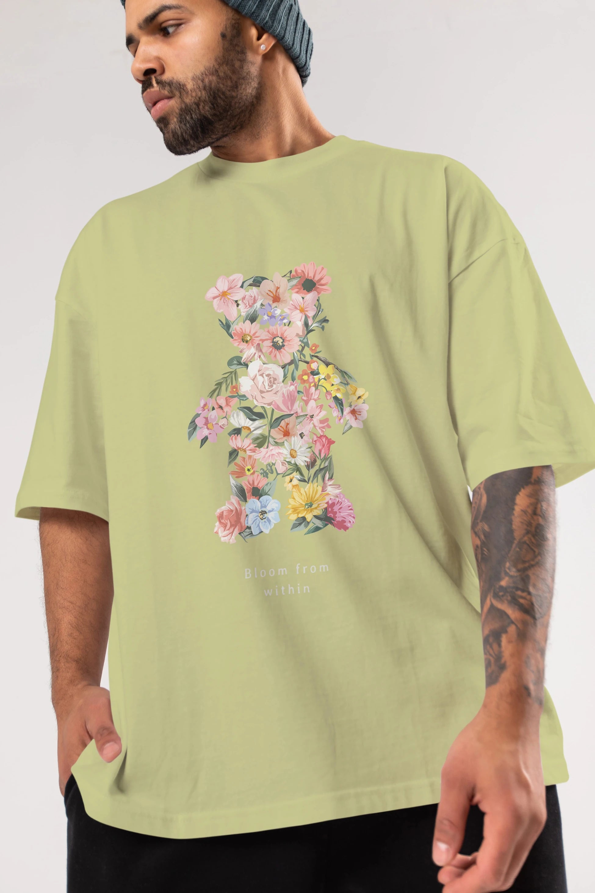 Bloom from Bear Ön Baskılı Oversize t-shirt Erkek Kadın Unisex